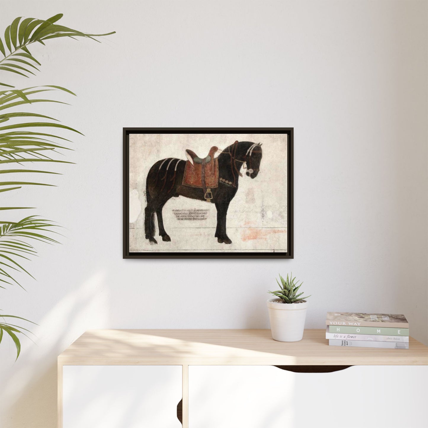Framed Matte Canvas – 1523 Bay Horse 'Stella' Palazzo Pandone Fresco Print