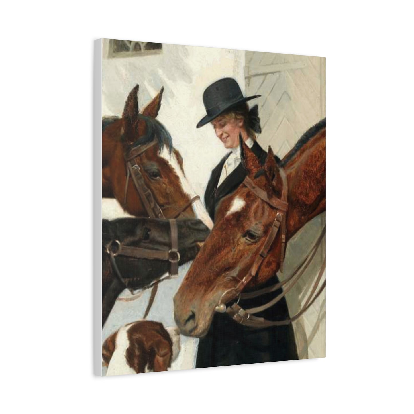 Equestrian Morning Matte Canvas Print — Visiting the Horses Wall Art