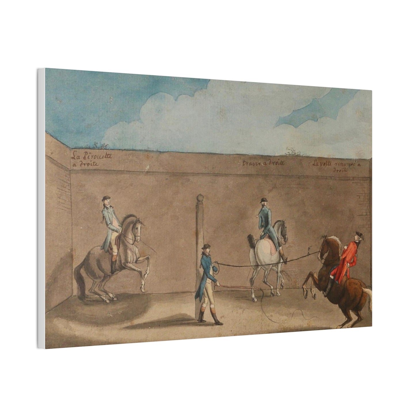 Equestrian Training Scene Canvas Print — French Baroque Riding School Art