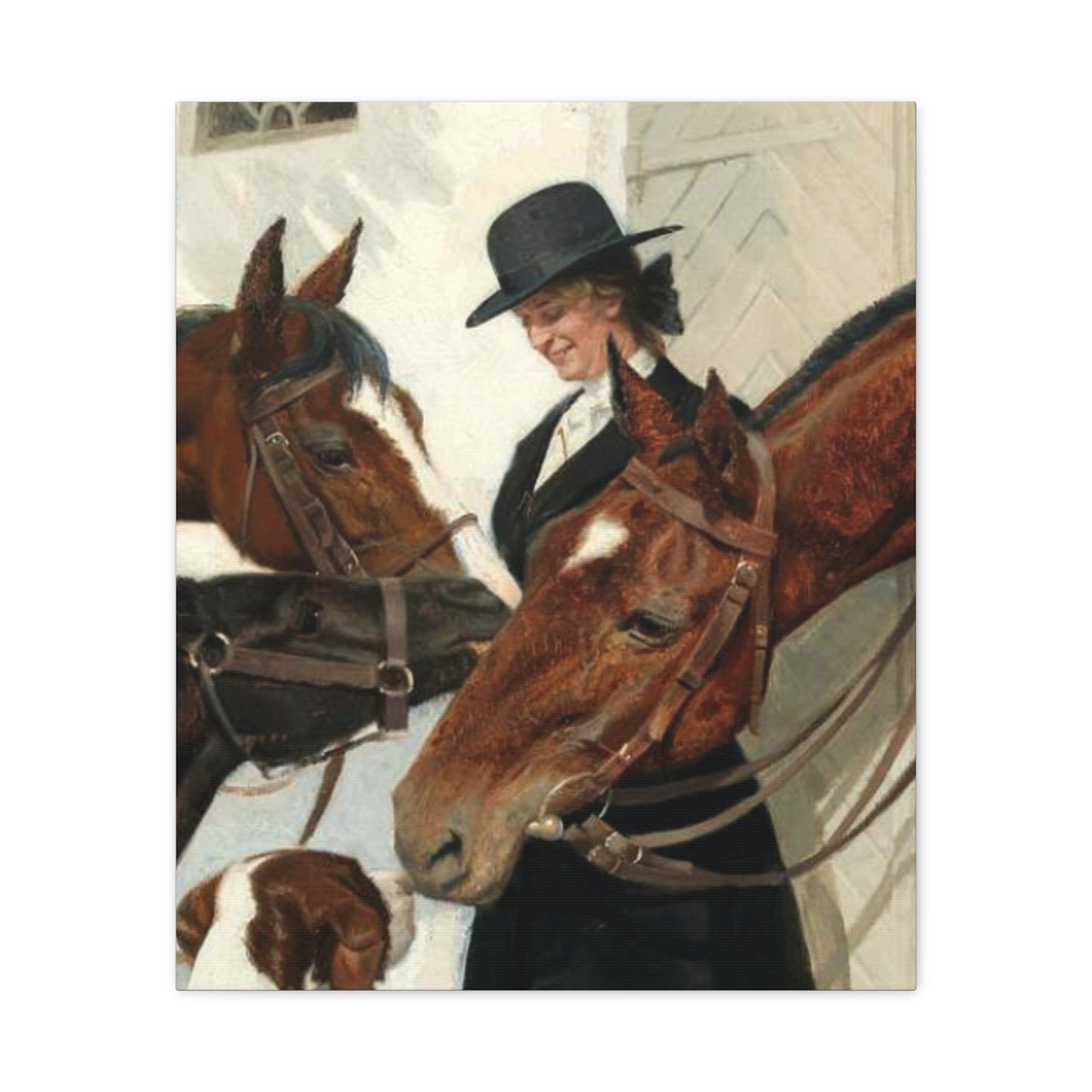 Equestrian Morning Matte Canvas Print — Visiting the Horses Wall Art