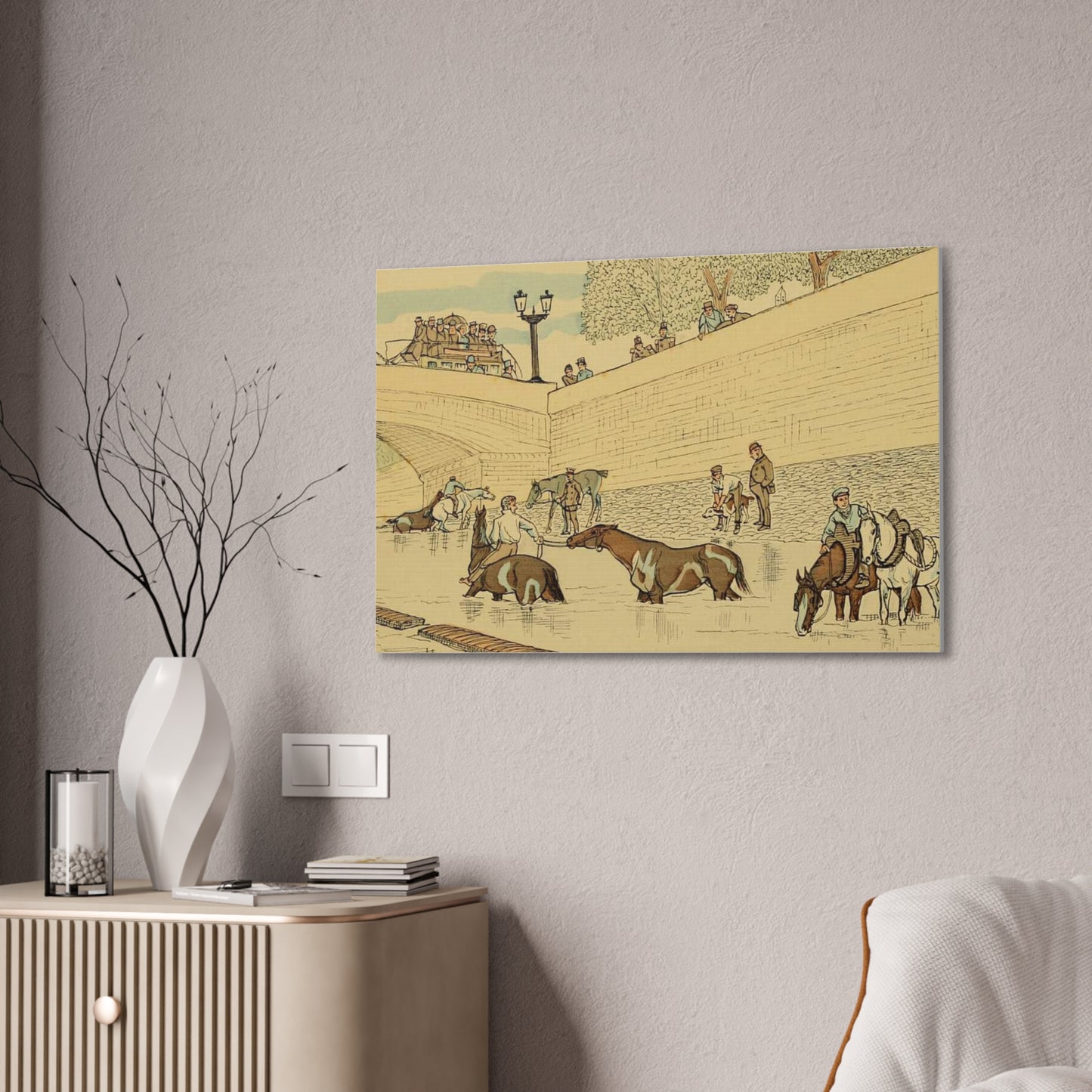 Paris Seine Horses Canvas Print — Stretched 0.75"