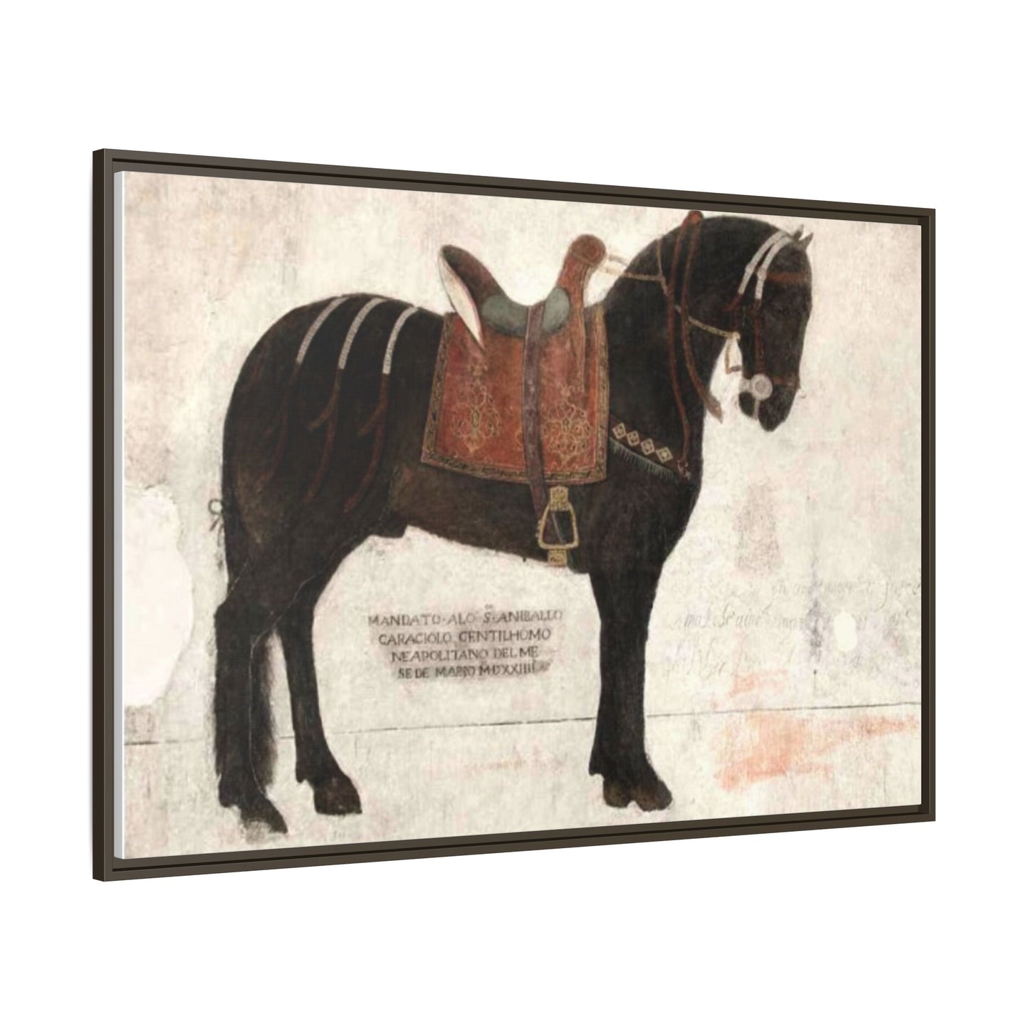 Framed Matte Canvas – 1523 Bay Horse 'Stella' Palazzo Pandone Fresco Print