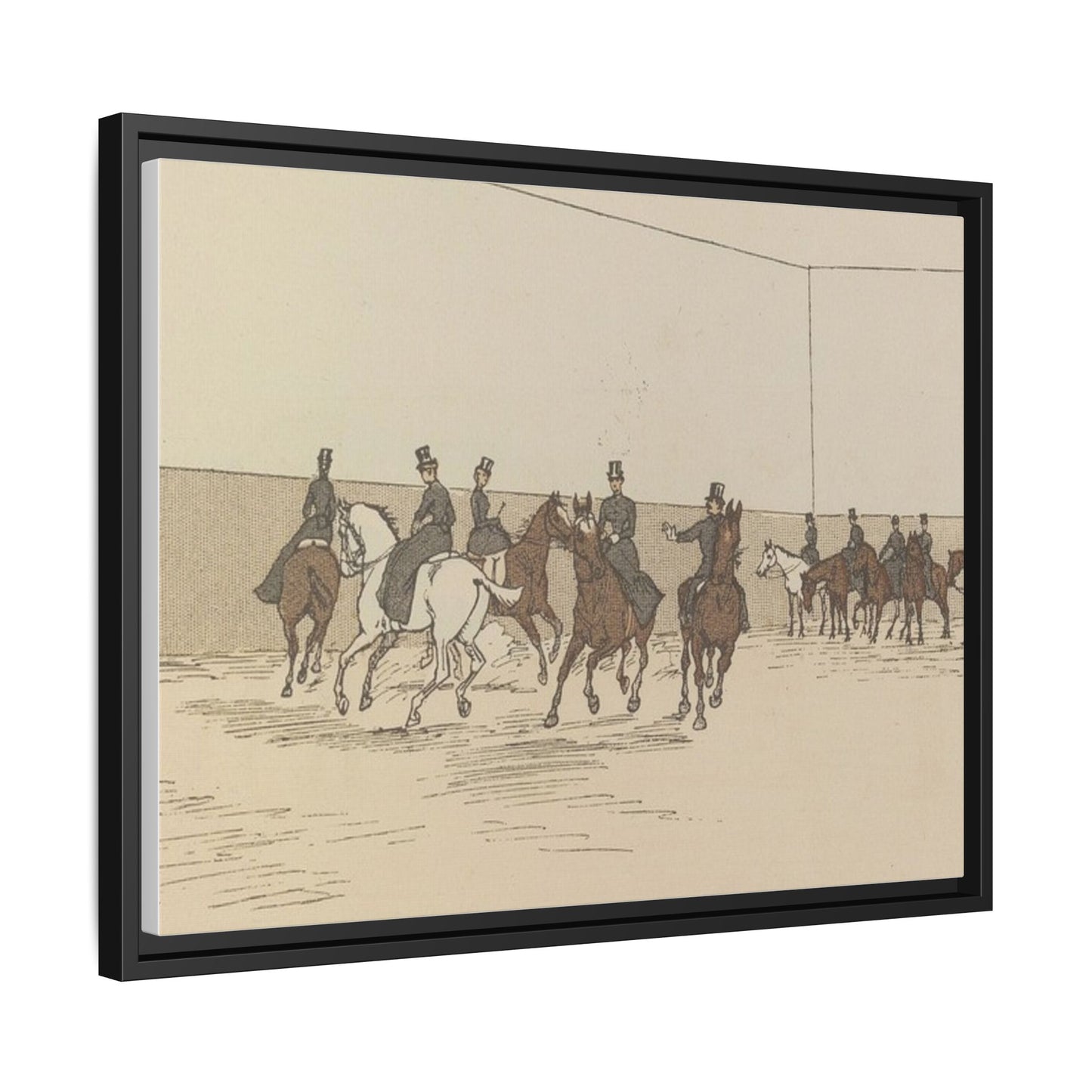Parisian Riding School 1800s Matte Canvas Framed Wall Art