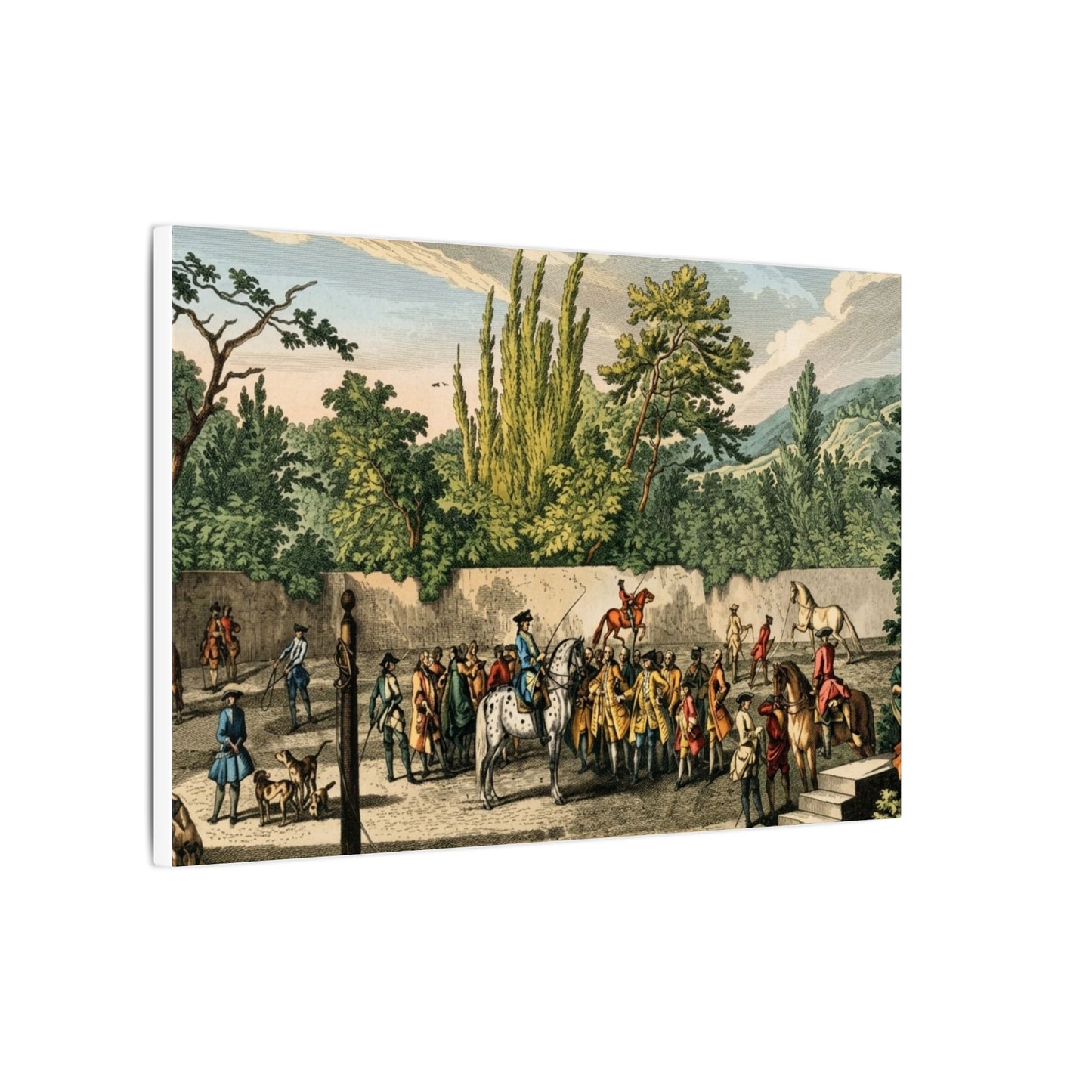 Historical Horse Riding Scene Matte Canvas Print