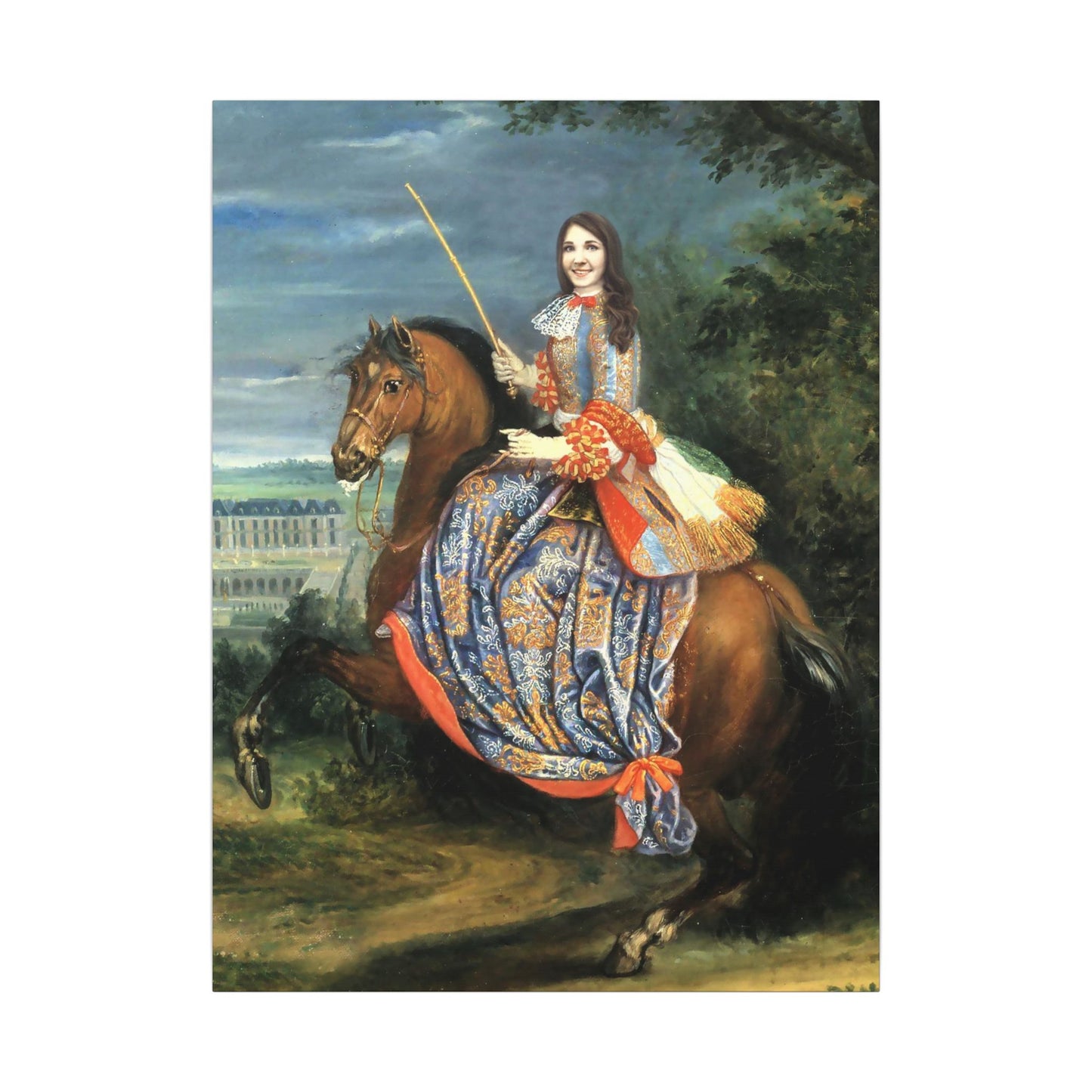Equestrian Portrait Canvas Print — Lady on Horse Matte Stretched Wall Art