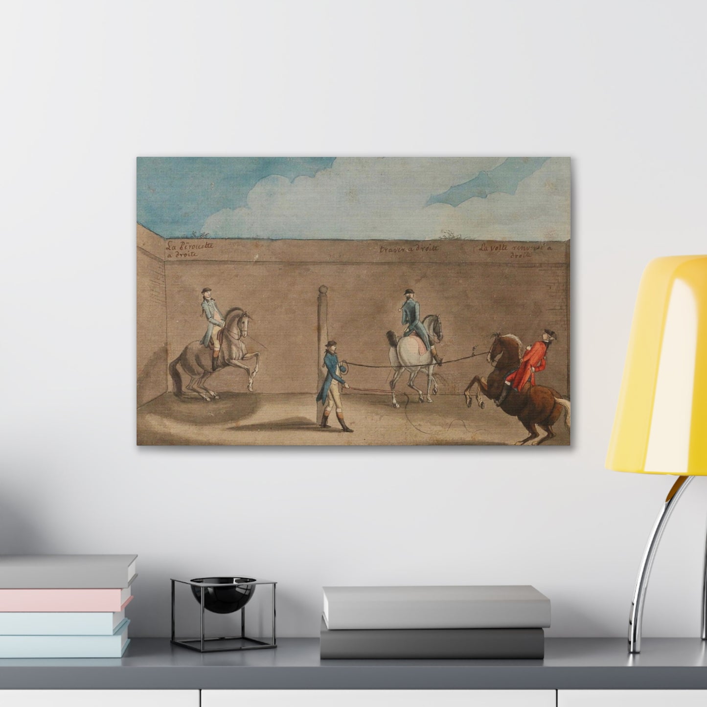 Equestrian Training Scene Canvas Print — French Baroque Riding School Art