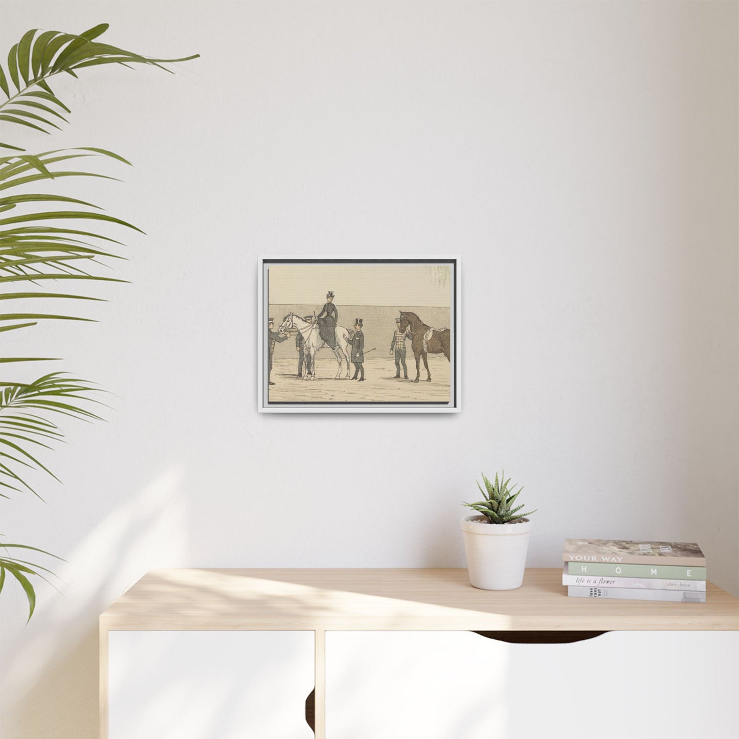 Vintage Paris Riding School Matte Canvas Print — 1800s Lady on Side Saddle (Framed)