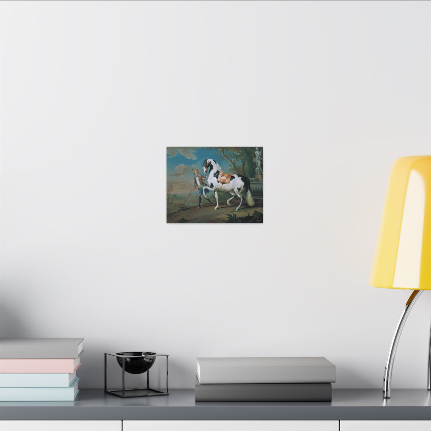 Vintage Piebald Stallion Matte Canvas — 'Stableboy with Piebald Stallion' Horse Portrait