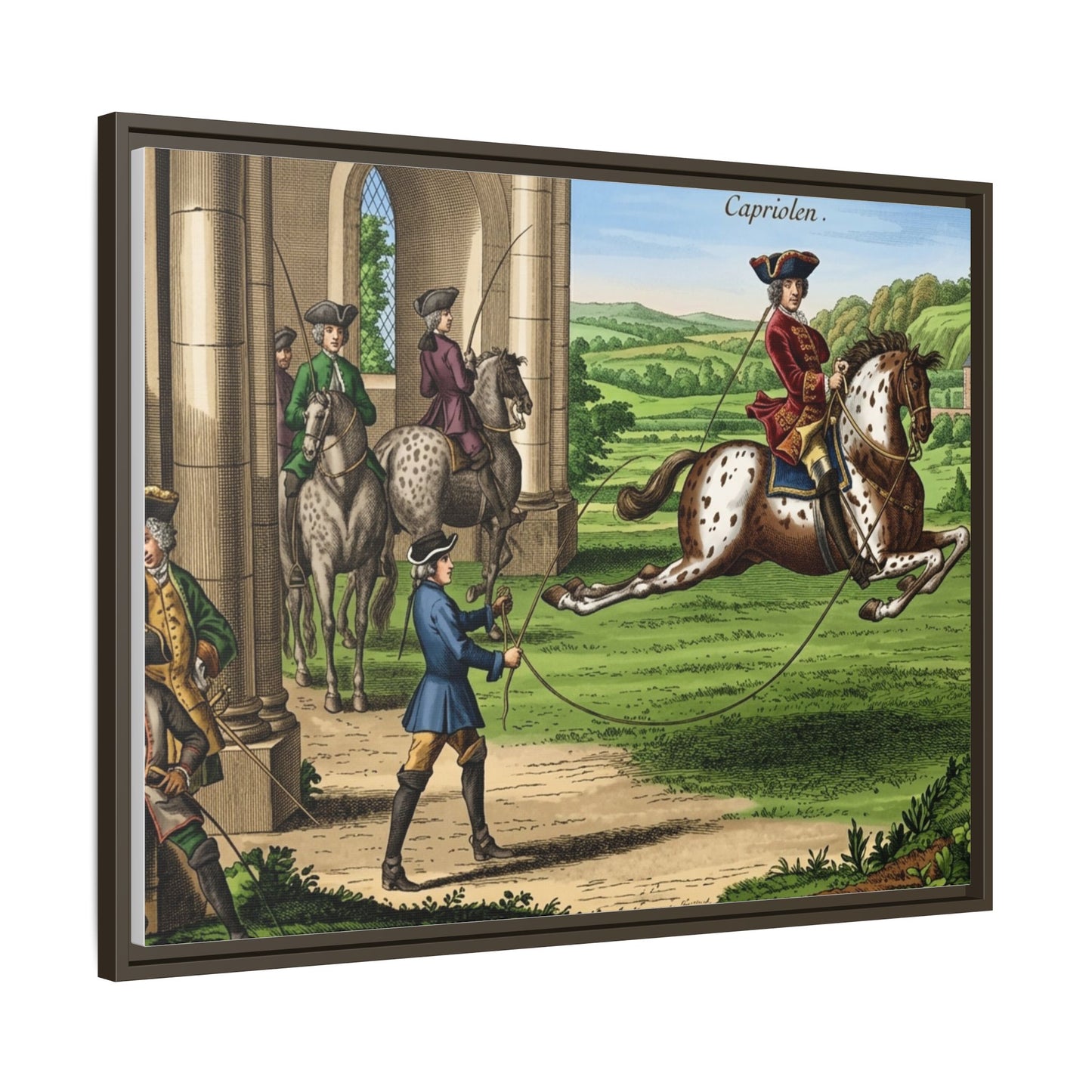 Equestrian Capriole Matte Canvas Print — Framed Historical Horse Art