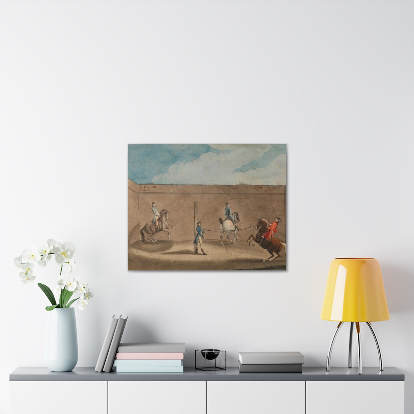 Equestrian Training Scene Canvas Print — French Baroque Riding School Art