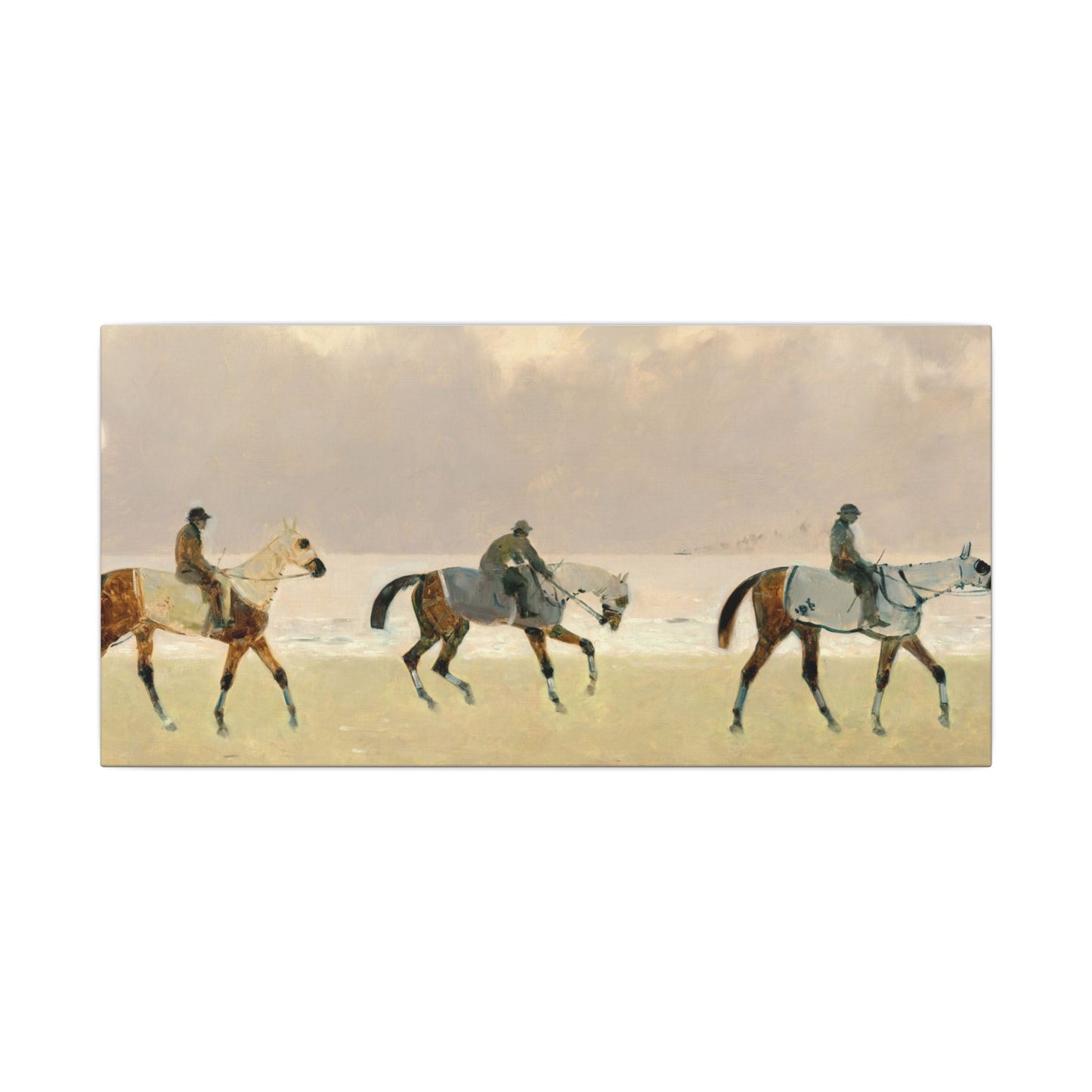 Equestrian Beach Ride Stretched Canvas — Riders on the Beach at Dieppe