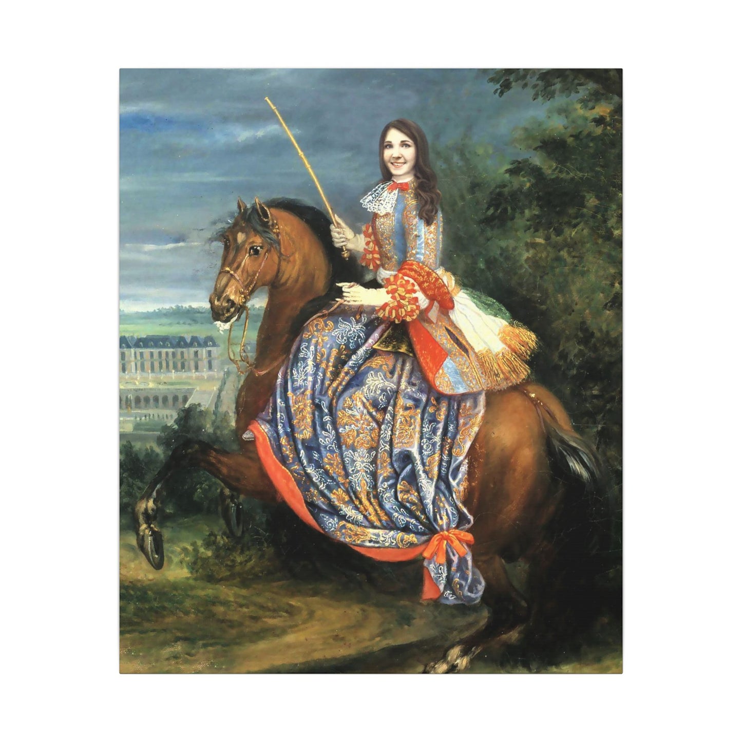 Equestrian Portrait Canvas Print — Lady on Horse Matte Stretched Wall Art