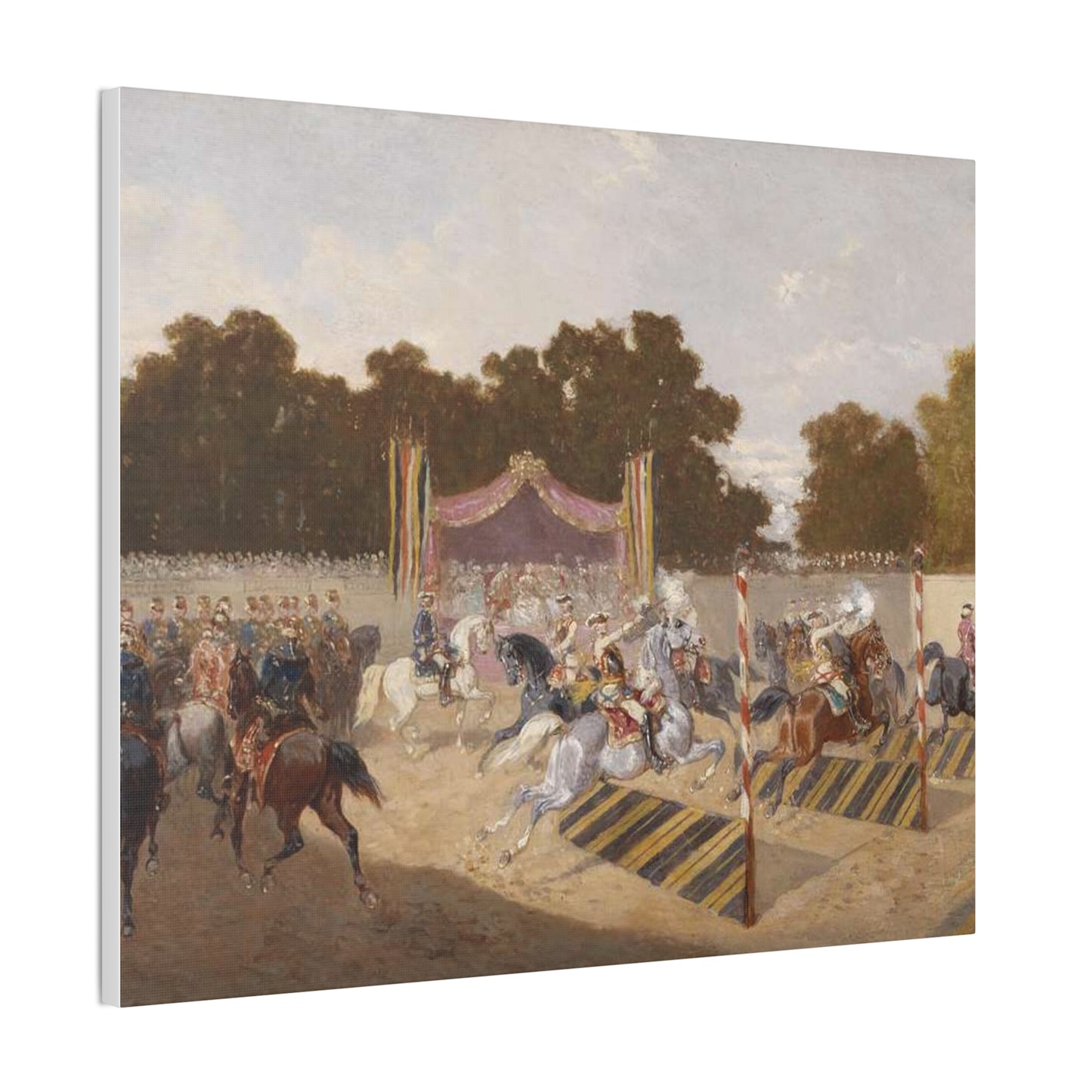 Equestrian Carousel Canvas Print — Vintage Baroque Tournament Wall Art