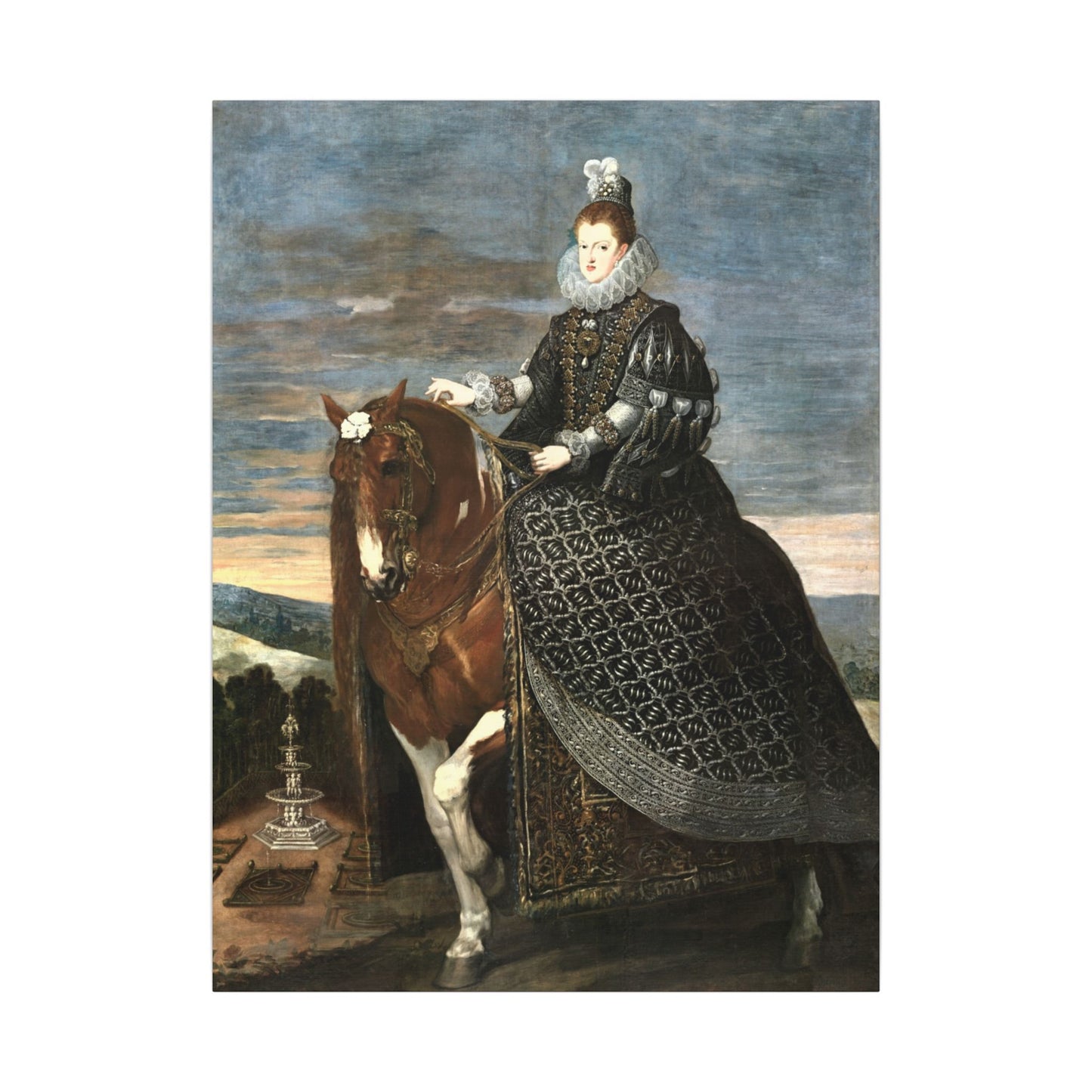 Regal Equestrian Portrait Canvas — "Margaret Queen of Austria" Matte Stretched Wall Art