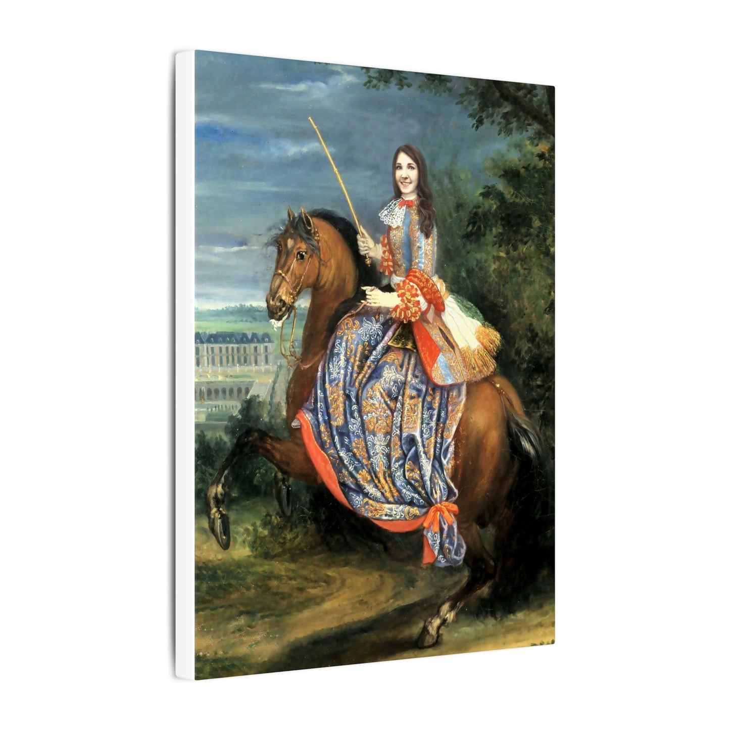 Equestrian Portrait Canvas Print — Lady on Horse Matte Stretched Wall Art