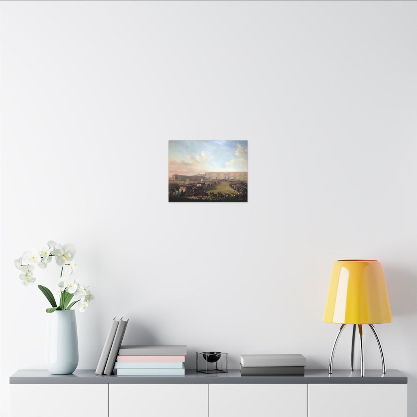 Renaissance Procession Canvas Art — Horses, Riders & Castle Stretched Print