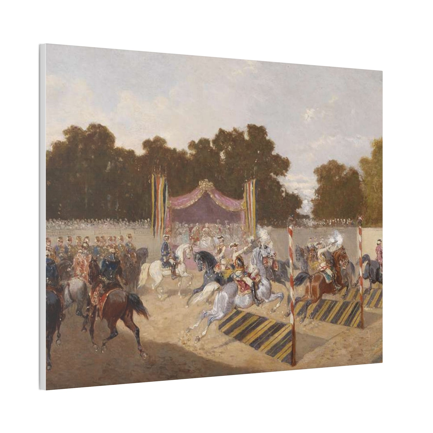 Equestrian Carousel Canvas Print — Vintage Baroque Tournament Wall Art