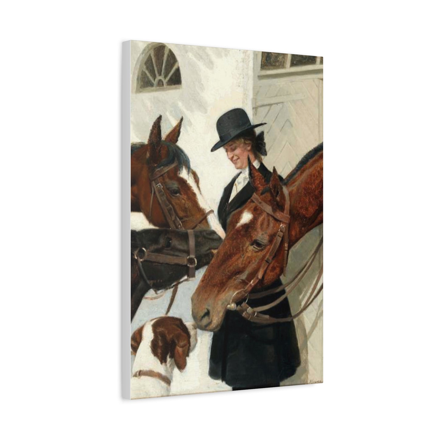 Equestrian Morning Matte Canvas Print — Visiting the Horses Wall Art