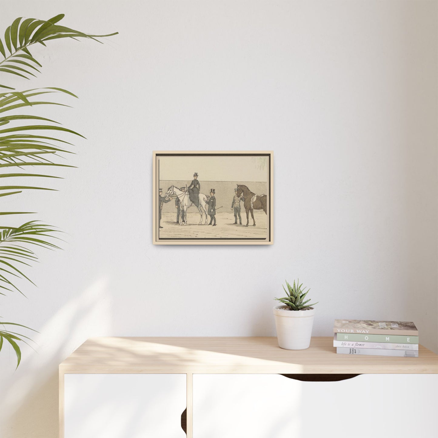 Vintage Paris Riding School Matte Canvas Print — 1800s Lady on Side Saddle (Framed)