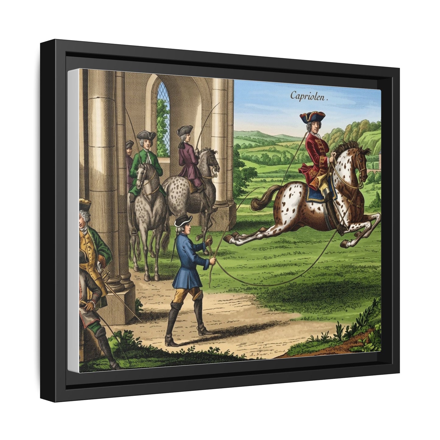 Equestrian Capriole Matte Canvas Print — Framed Historical Horse Art