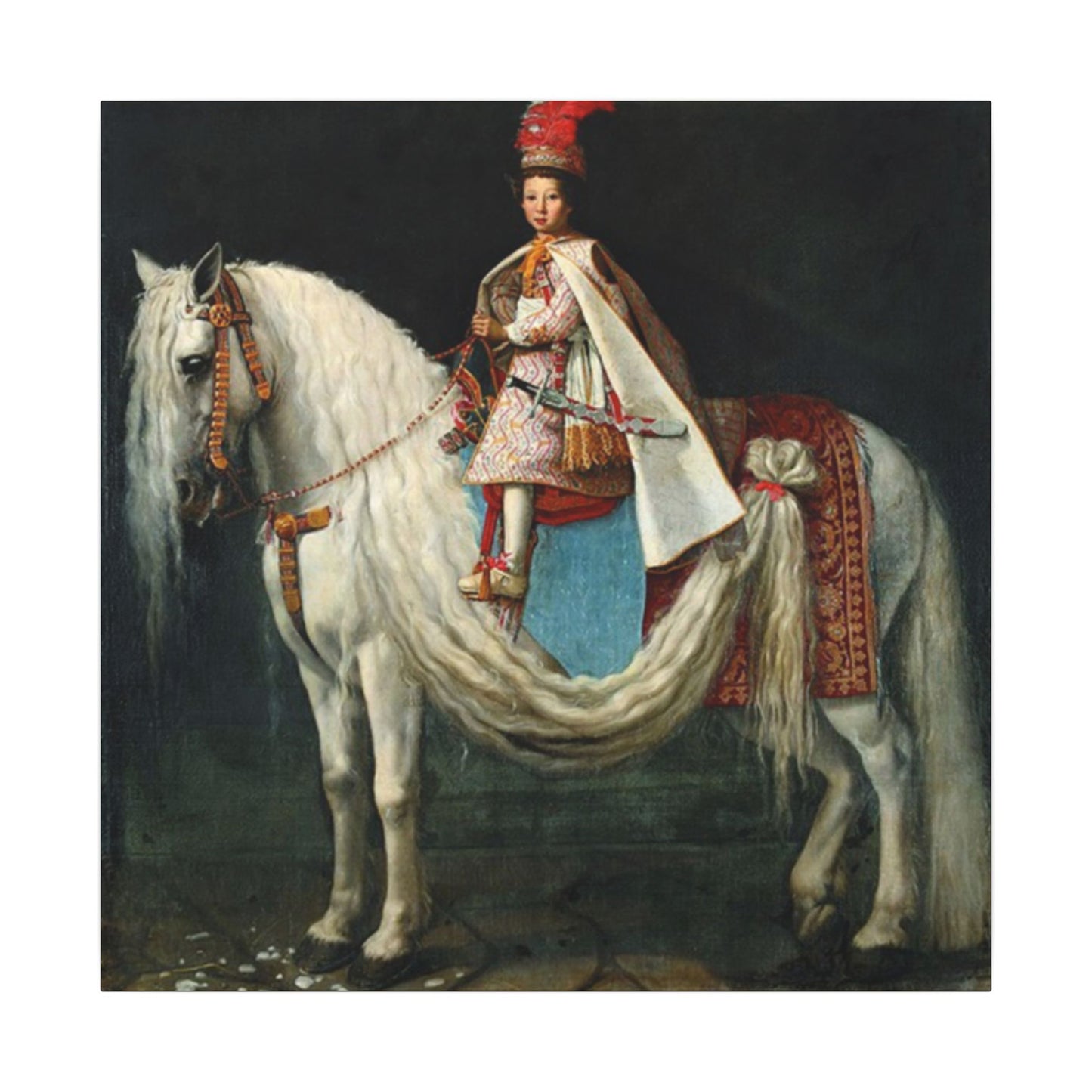 Canvas Wall Art - Young aristocrat Riding his Spanish Neapolitan Cross