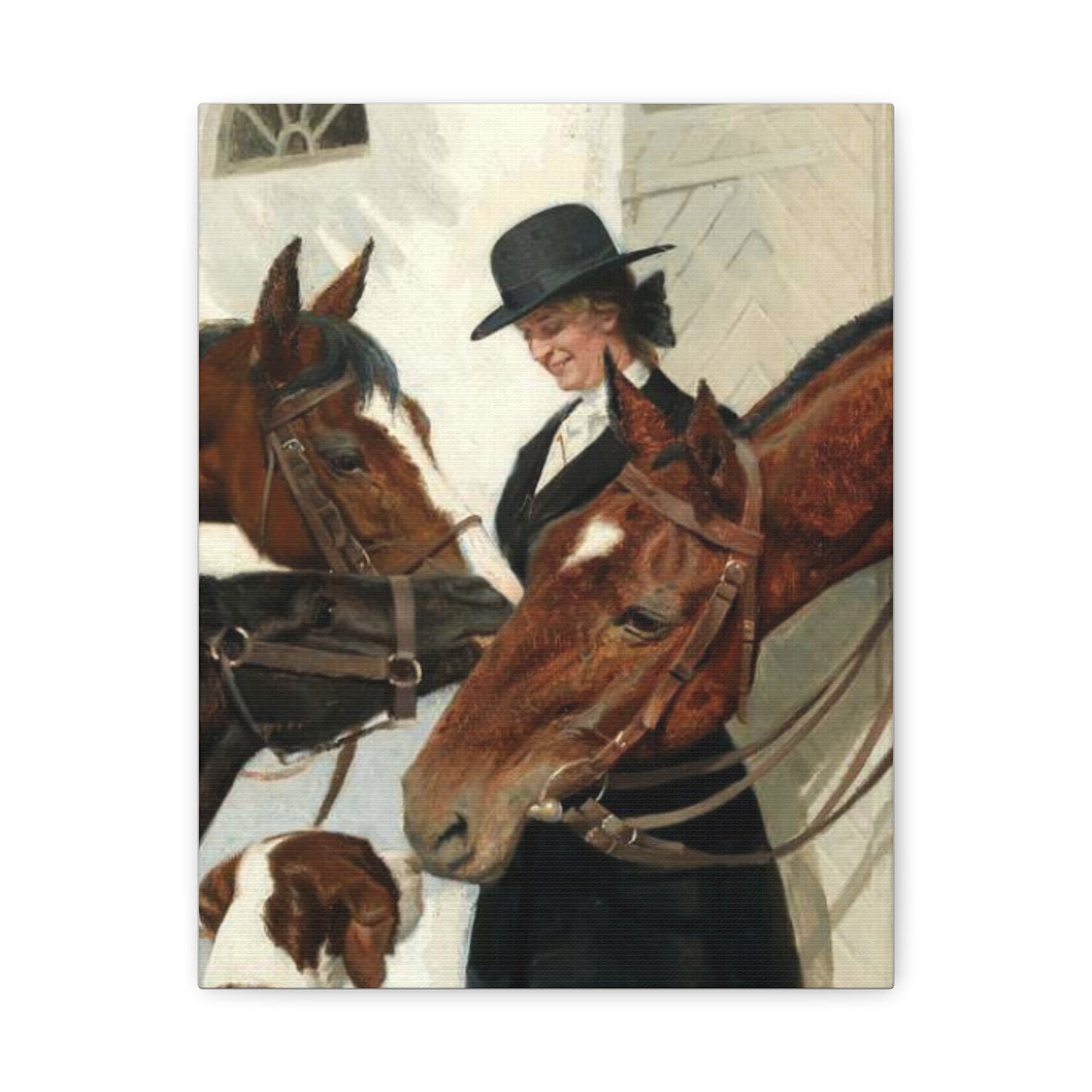 Equestrian Morning Matte Canvas Print — Visiting the Horses Wall Art