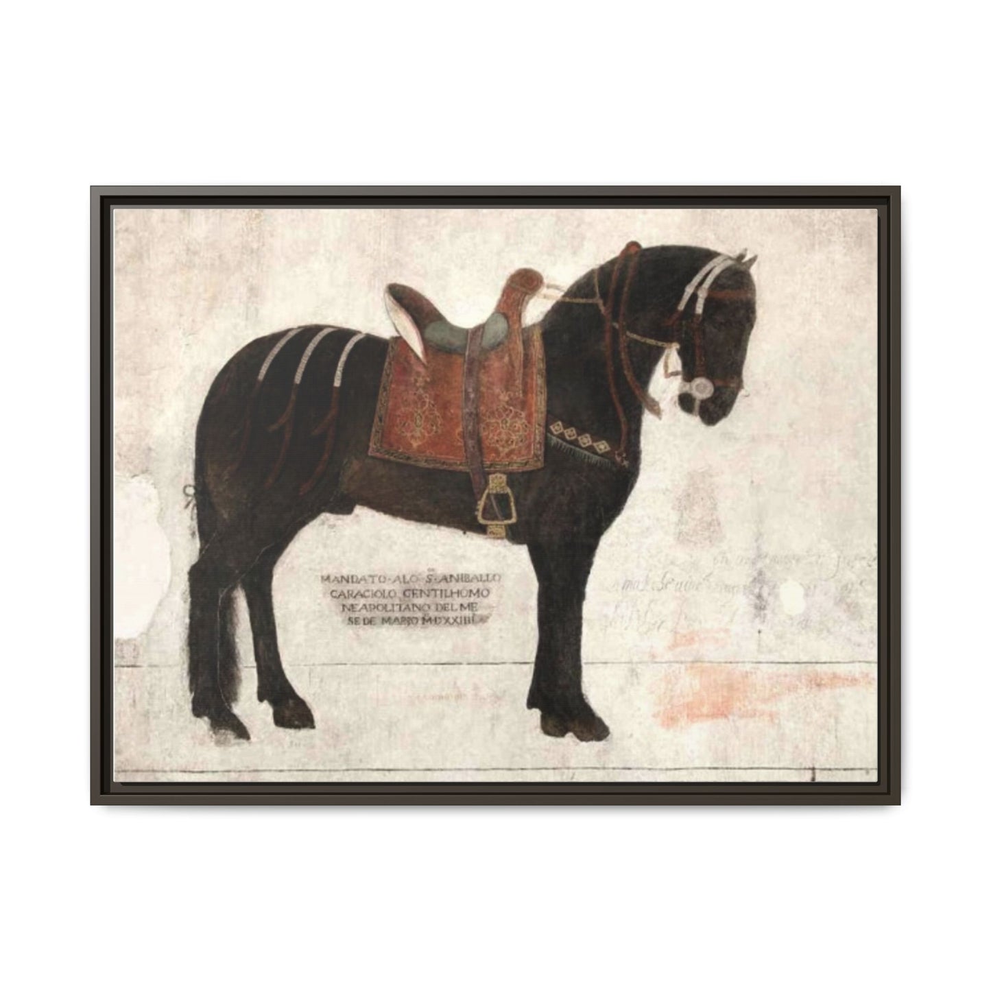 Framed Matte Canvas – 1523 Bay Horse 'Stella' Palazzo Pandone Fresco Print
