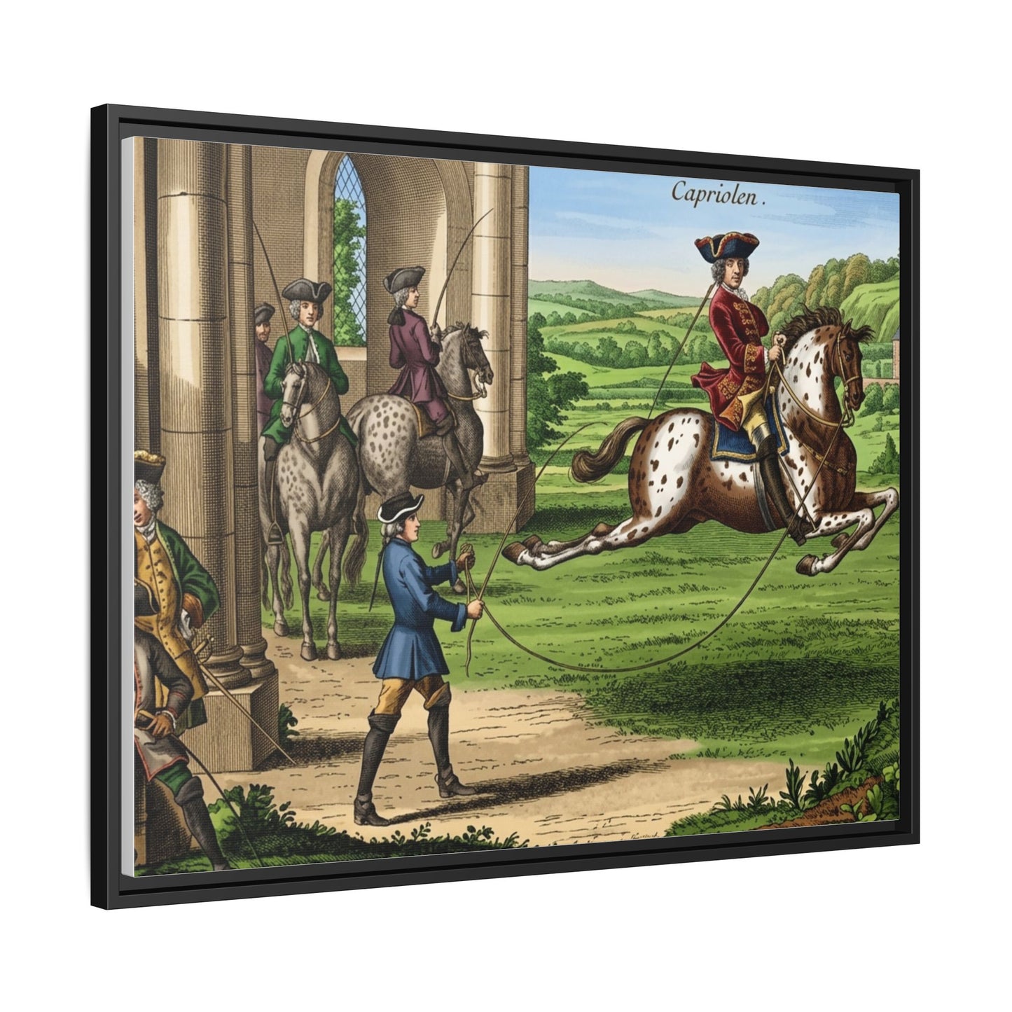 Equestrian Capriole Matte Canvas Print — Framed Historical Horse Art