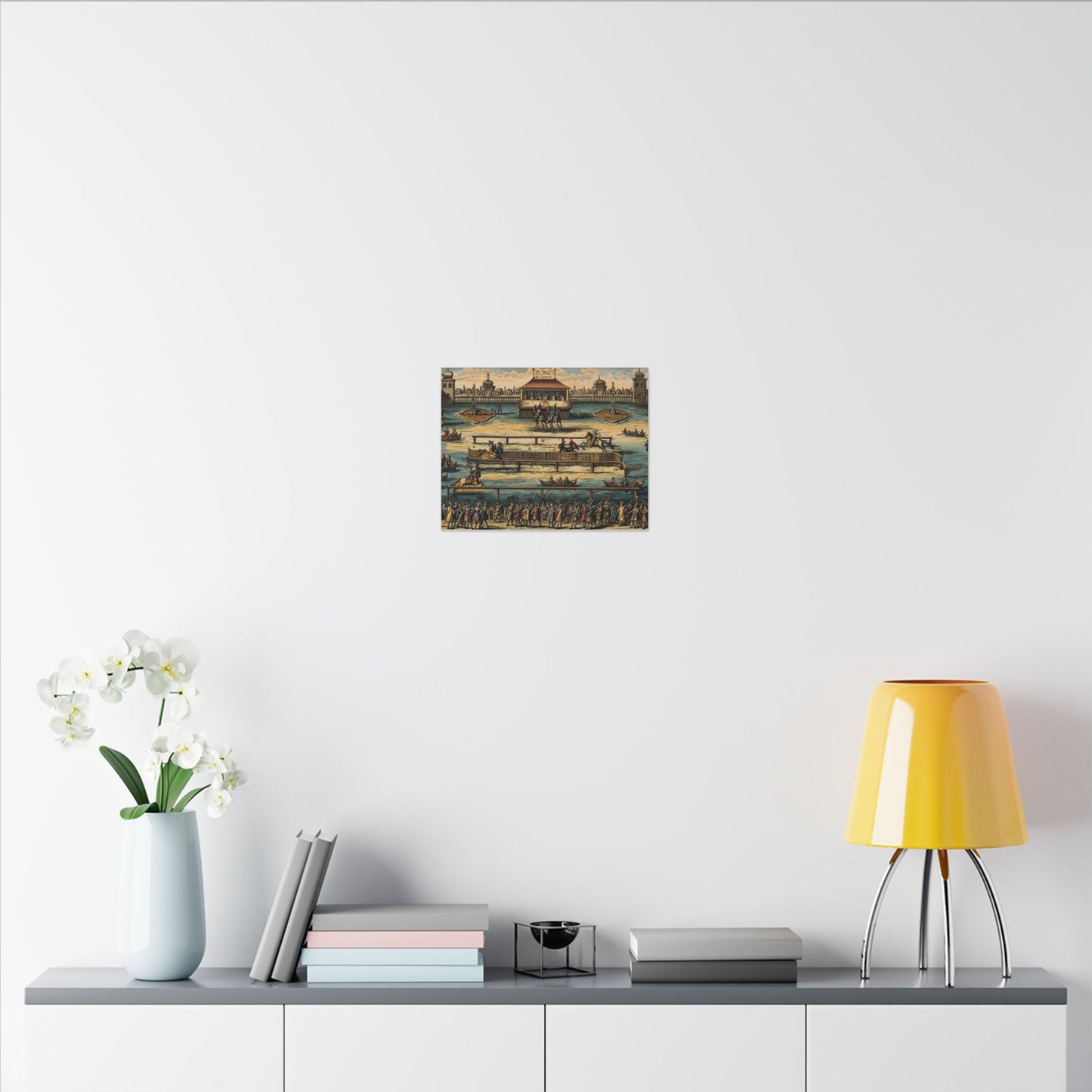 La Festa de' Canotti Matte Canvas — Baroque 'Festival of the Little Boats' Illustration