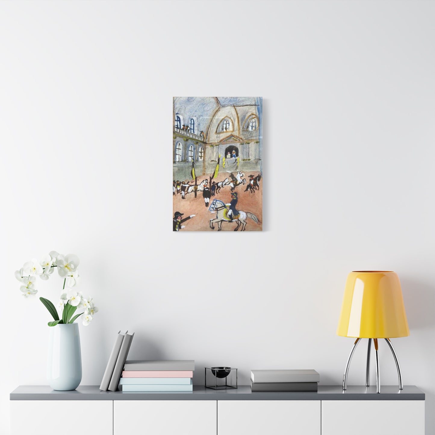 Spanish Riding School Equestrian Canvas Art — Vintage Horse Parade Matte Stretched Canvas