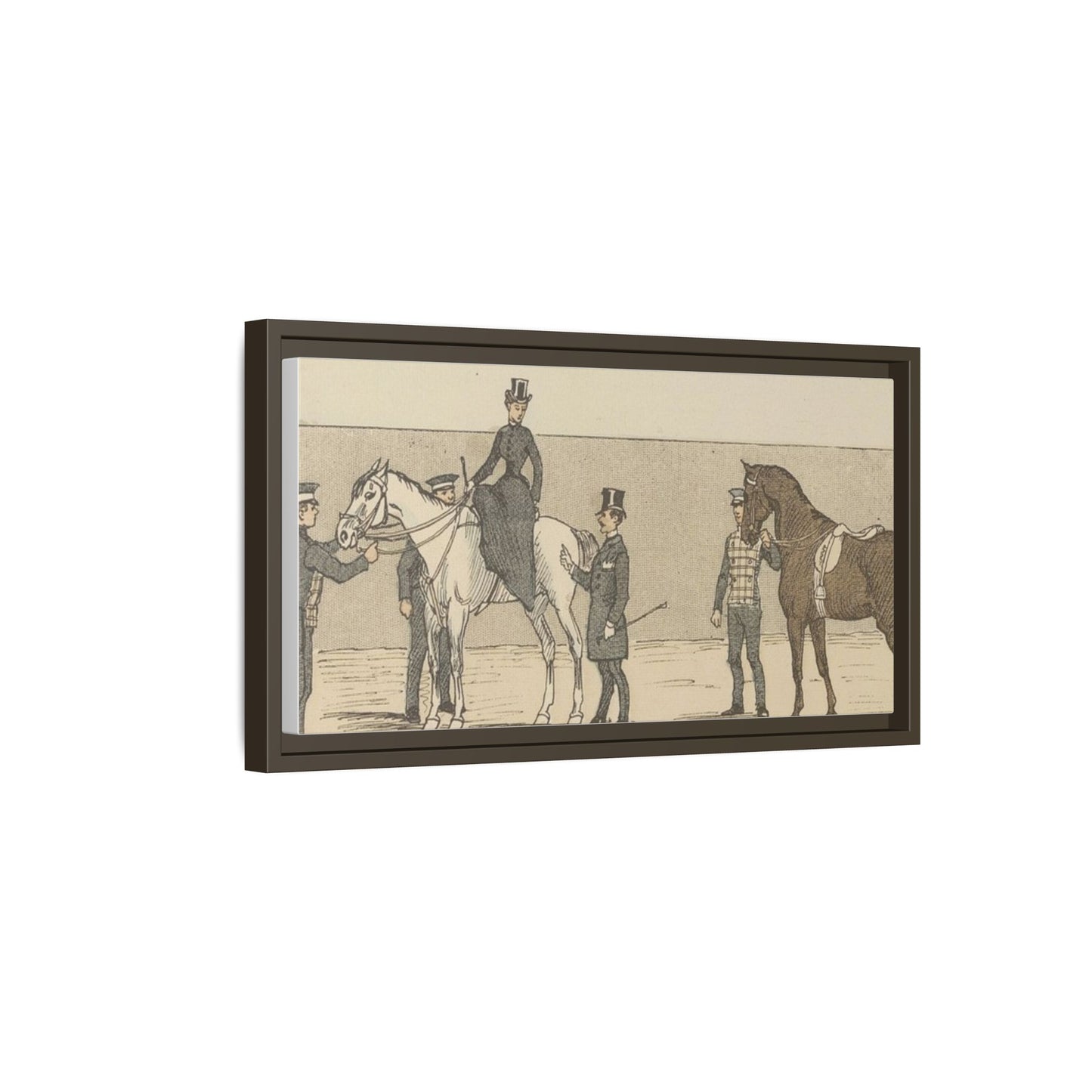 Vintage Paris Riding School Matte Canvas Print — 1800s Lady on Side Saddle (Framed)