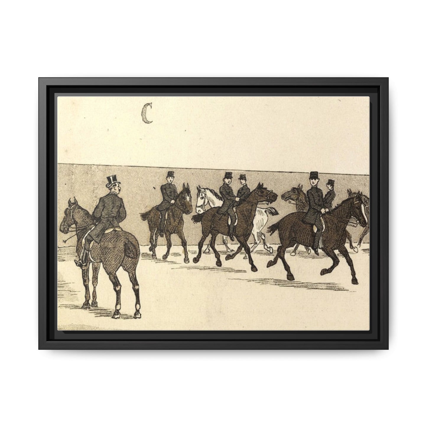 French Riding School Instructor Mounted Matte Canvas Framed