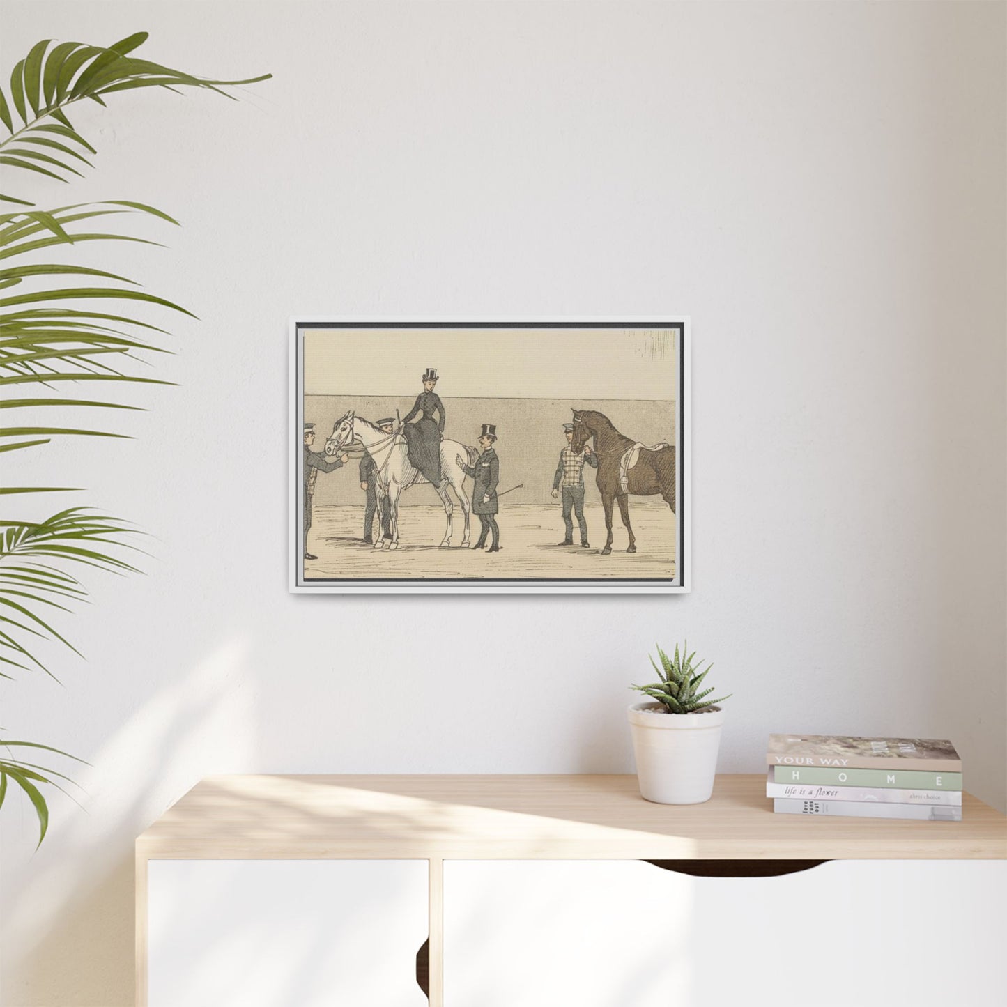 Vintage Paris Riding School Matte Canvas Print — 1800s Lady on Side Saddle (Framed)