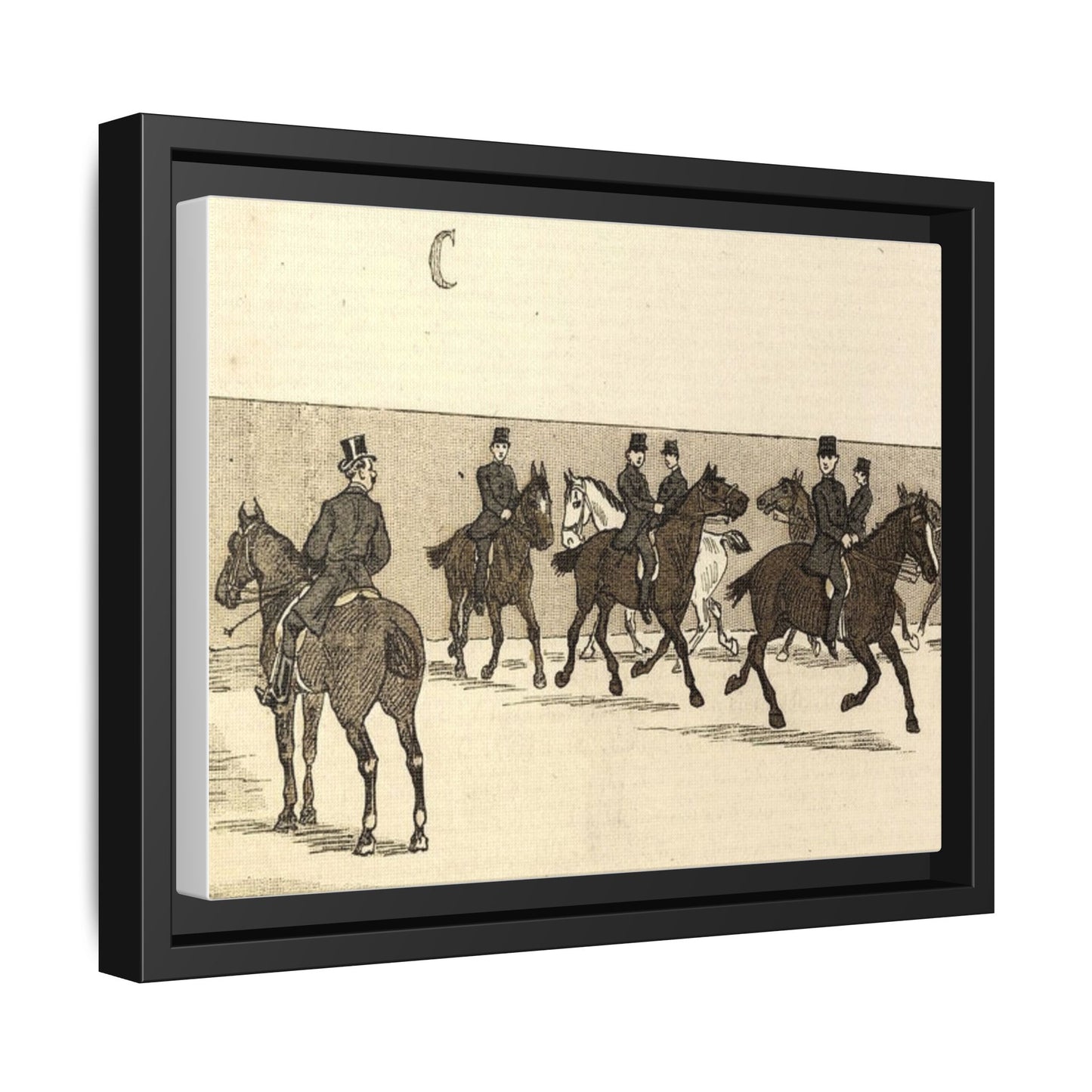 French Riding School Instructor Mounted Matte Canvas Framed