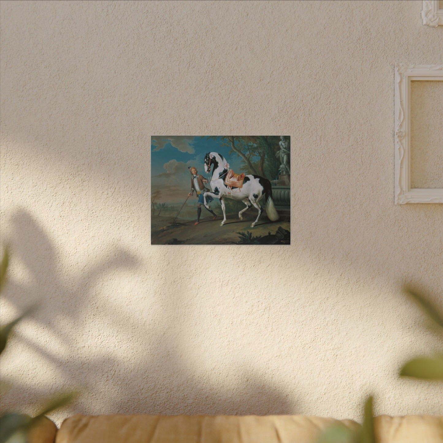 Vintage Piebald Stallion Matte Canvas — 'Stableboy with Piebald Stallion' Horse Portrait