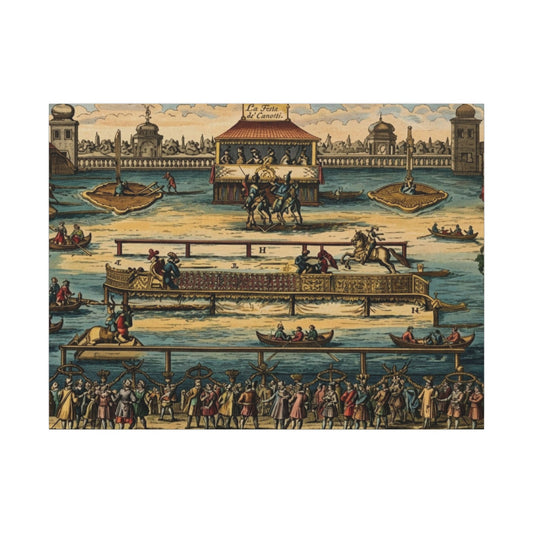 La Festa de' Canotti Matte Canvas — Baroque 'Festival of the Little Boats' Illustration
