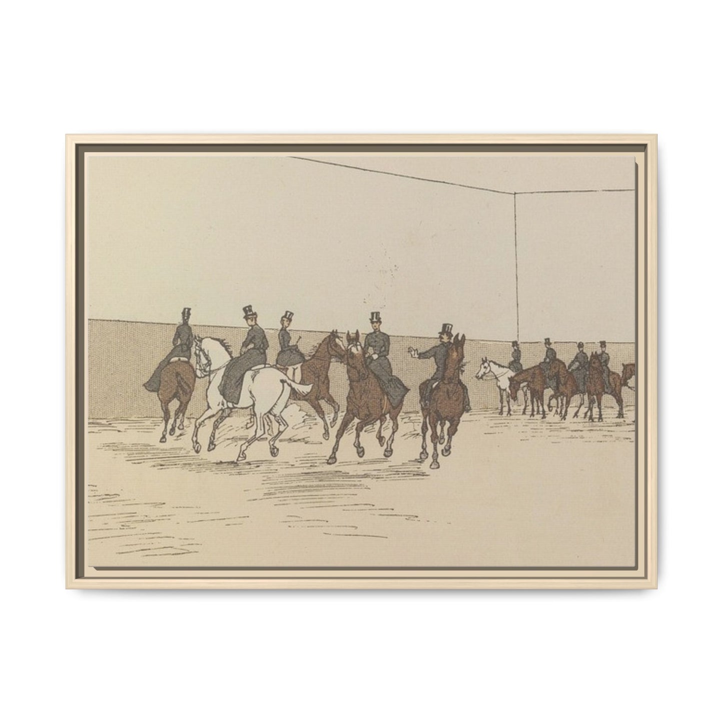 Parisian Riding School 1800s Matte Canvas Framed Wall Art