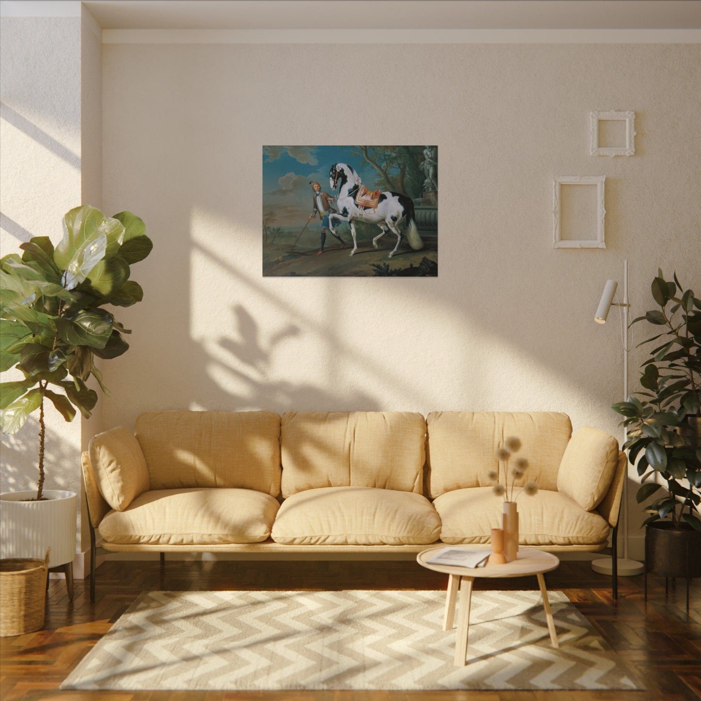 Vintage Piebald Stallion Matte Canvas — 'Stableboy with Piebald Stallion' Horse Portrait
