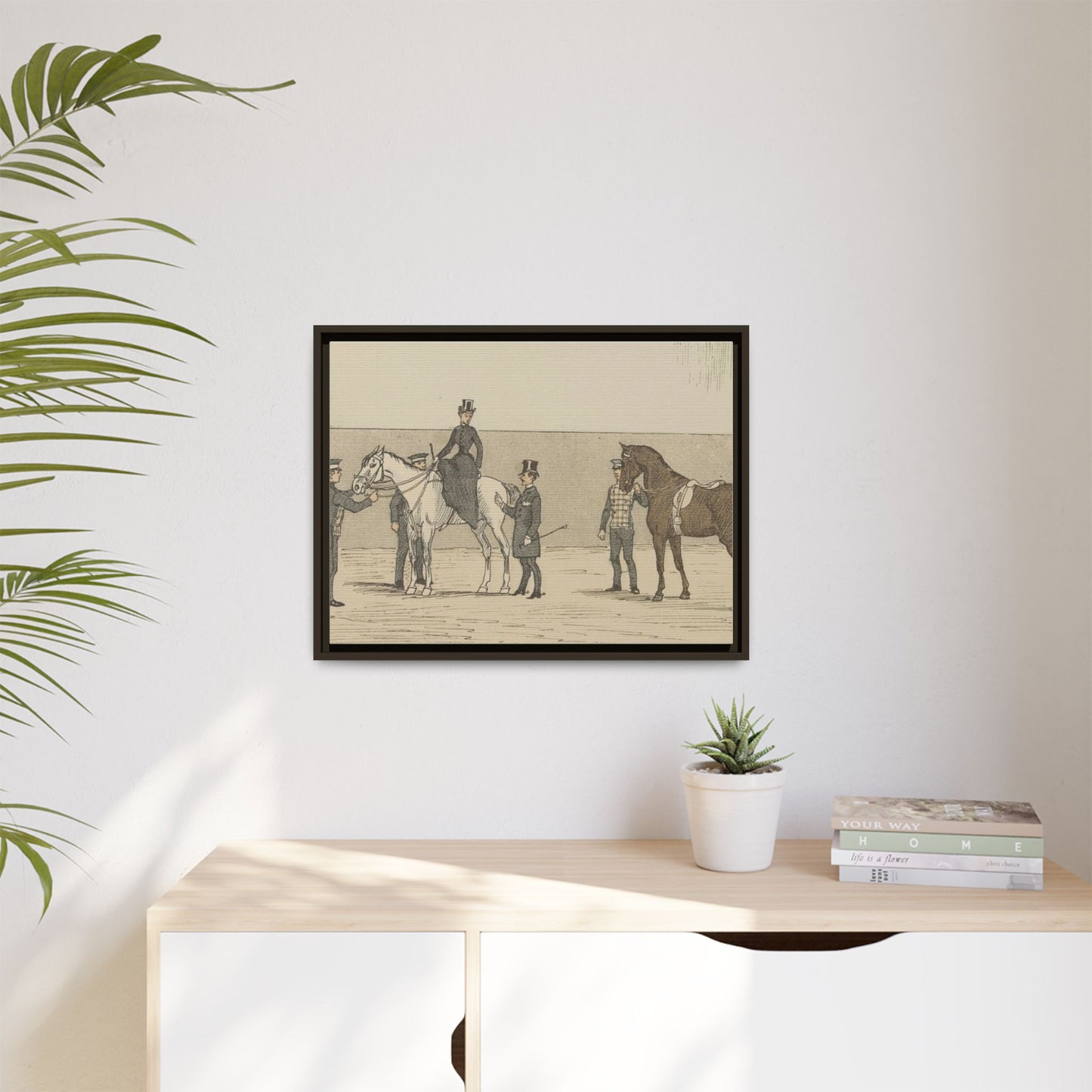 Vintage Paris Riding School Matte Canvas Print — 1800s Lady on Side Saddle (Framed)