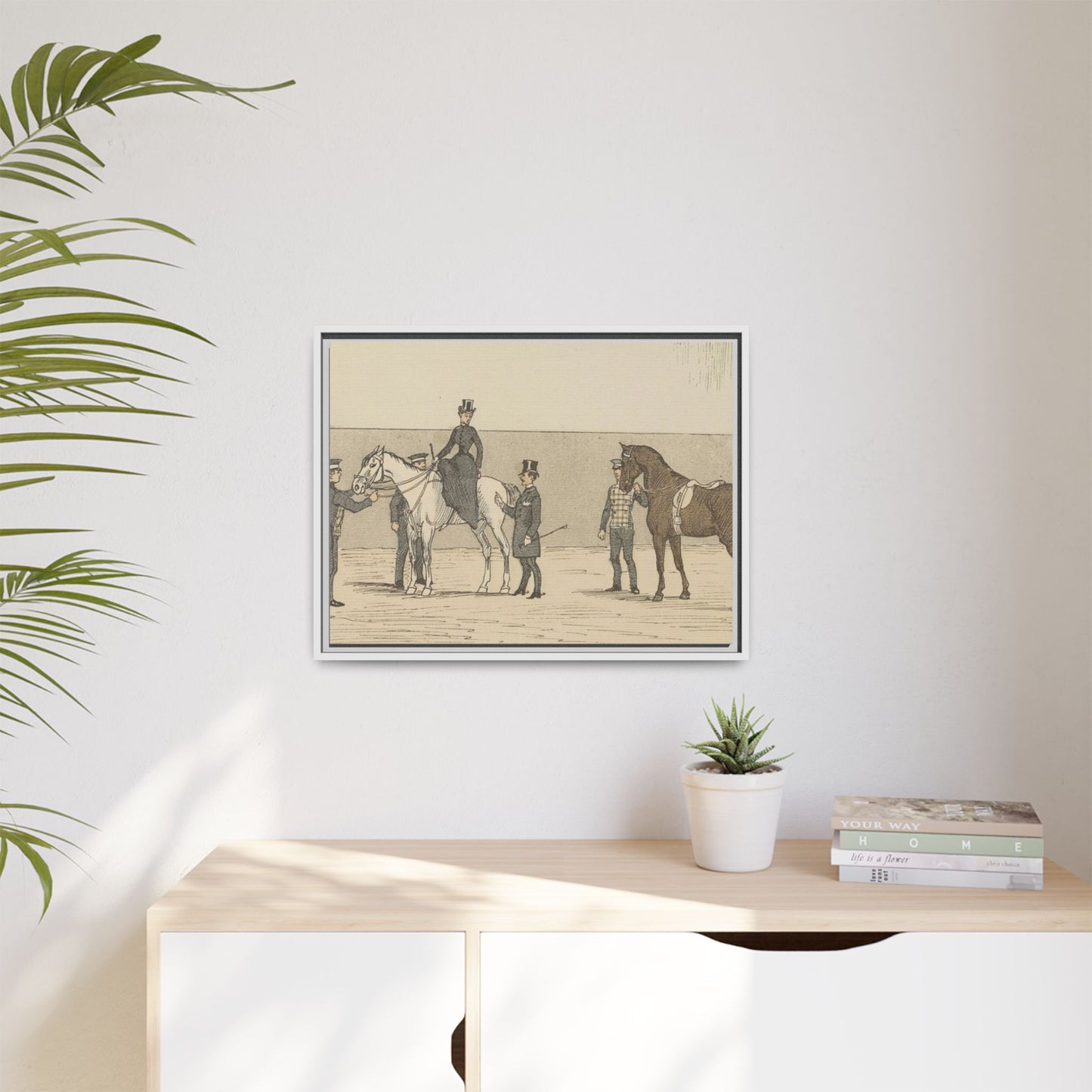Vintage Paris Riding School Matte Canvas Print — 1800s Lady on Side Saddle (Framed)
