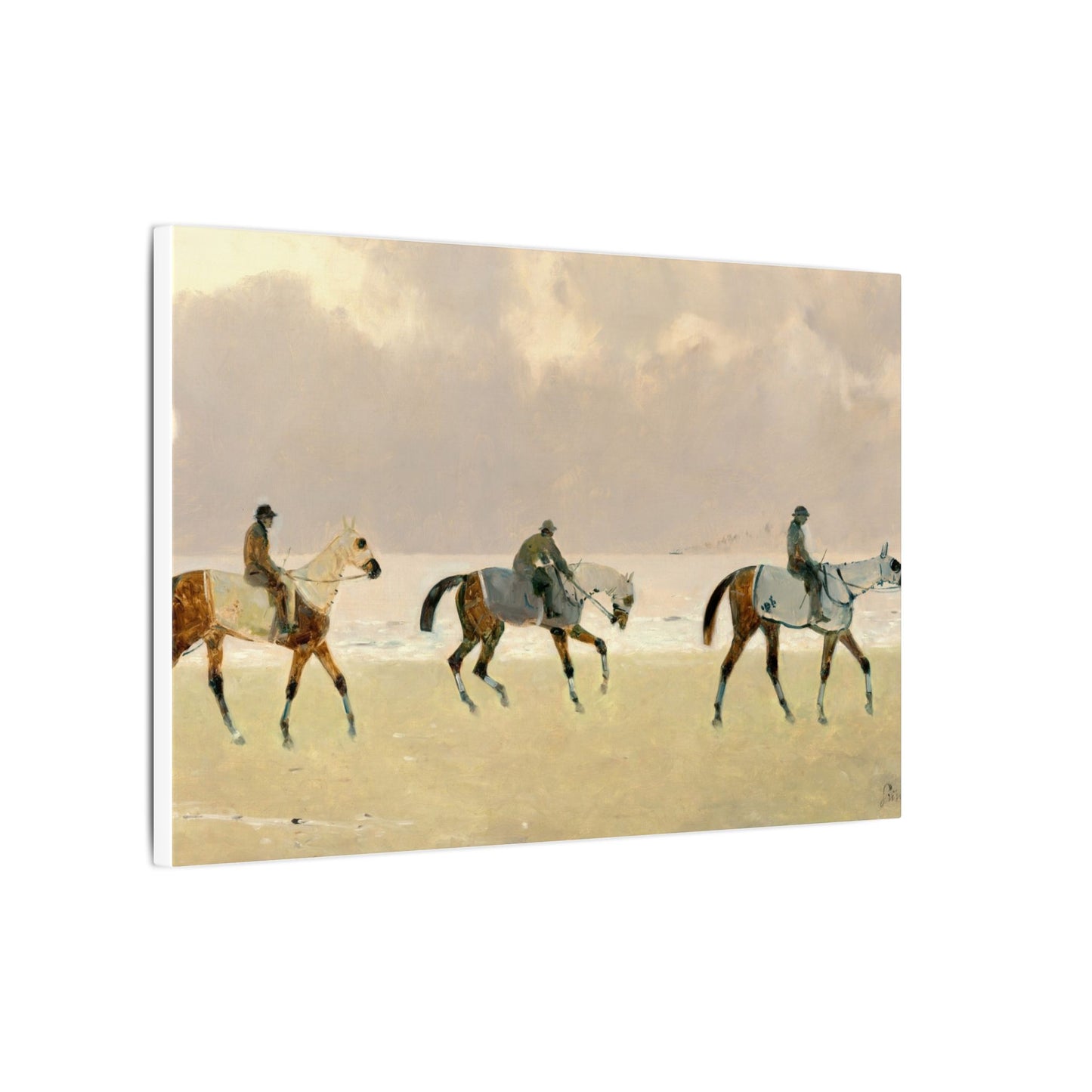 Equestrian Beach Ride Stretched Canvas — Riders on the Beach at Dieppe