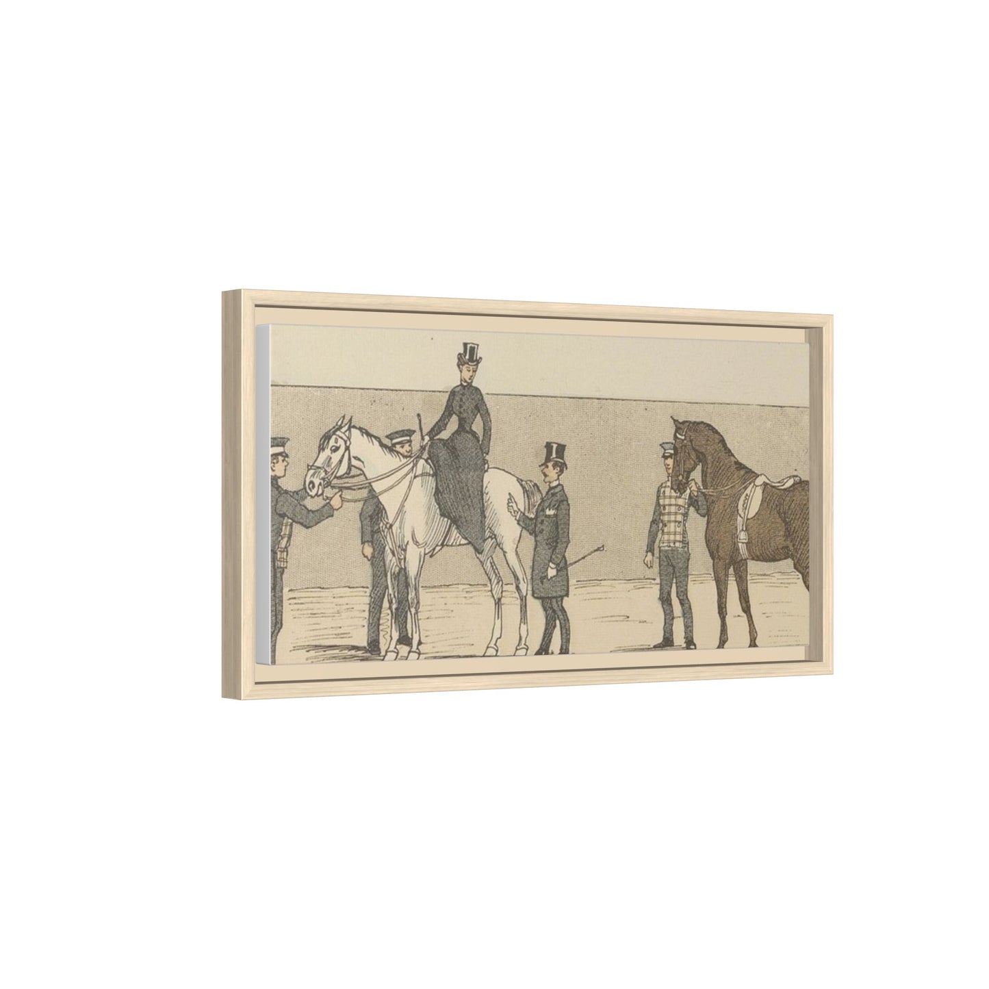 Vintage Paris Riding School Matte Canvas Print — 1800s Lady on Side Saddle (Framed)
