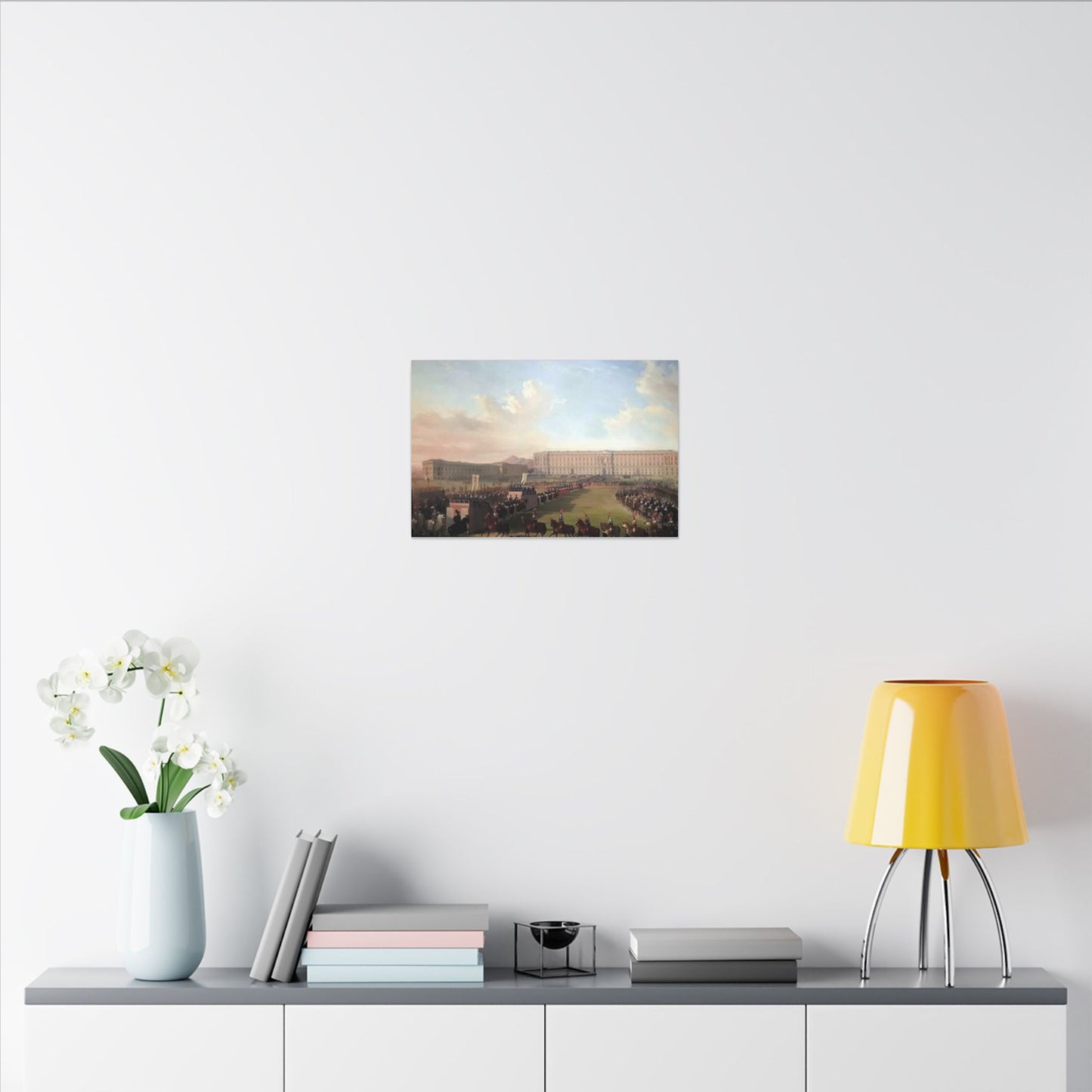 Renaissance Procession Canvas Art — Horses, Riders & Castle Stretched Print