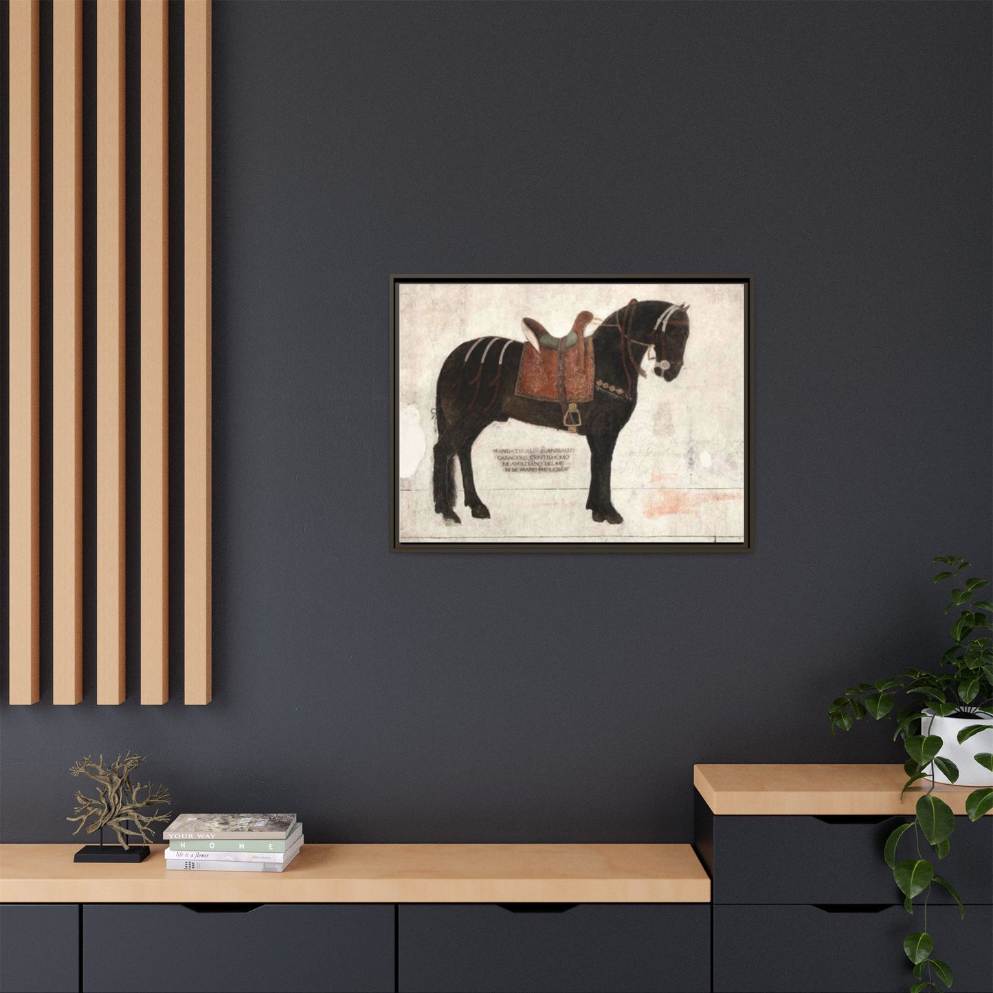 Framed Matte Canvas – 1523 Bay Horse 'Stella' Palazzo Pandone Fresco Print