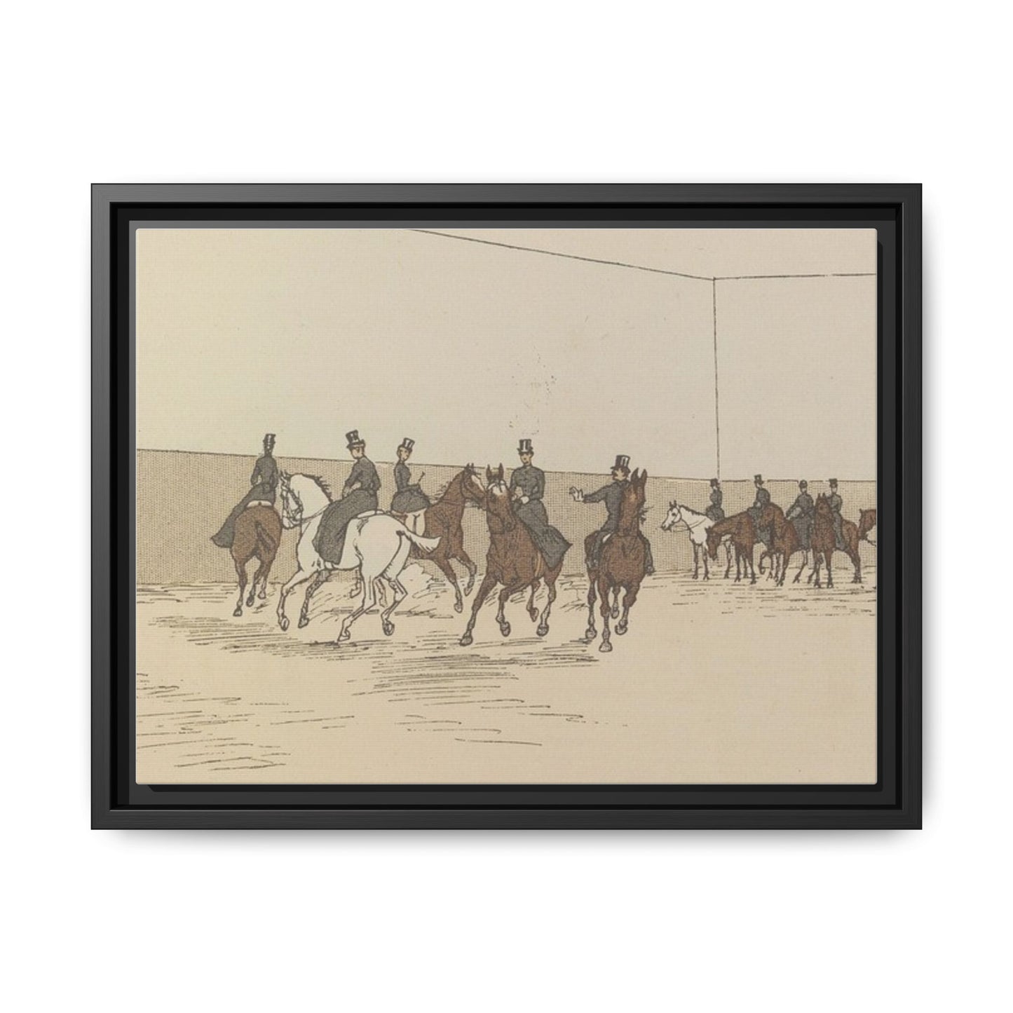 Parisian Riding School 1800s Matte Canvas Framed Wall Art