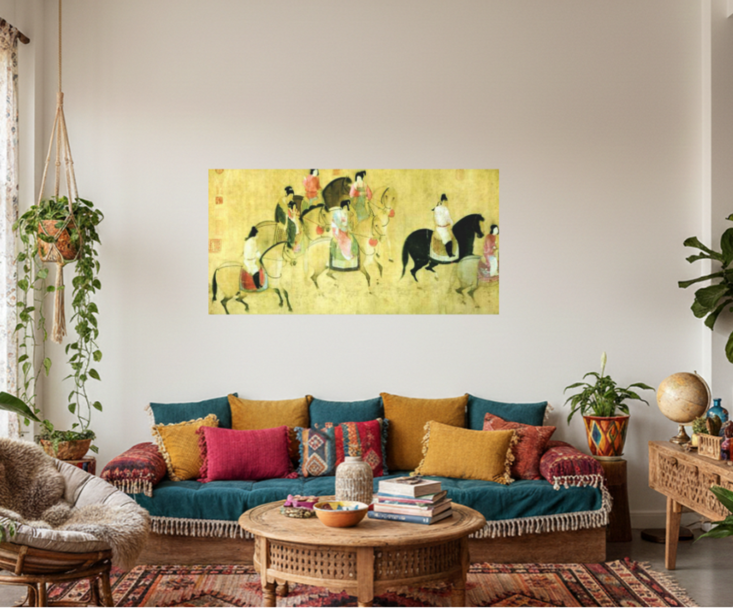 Ancient Chinese Horse Riders Spring Outing  Matte Canvas Print