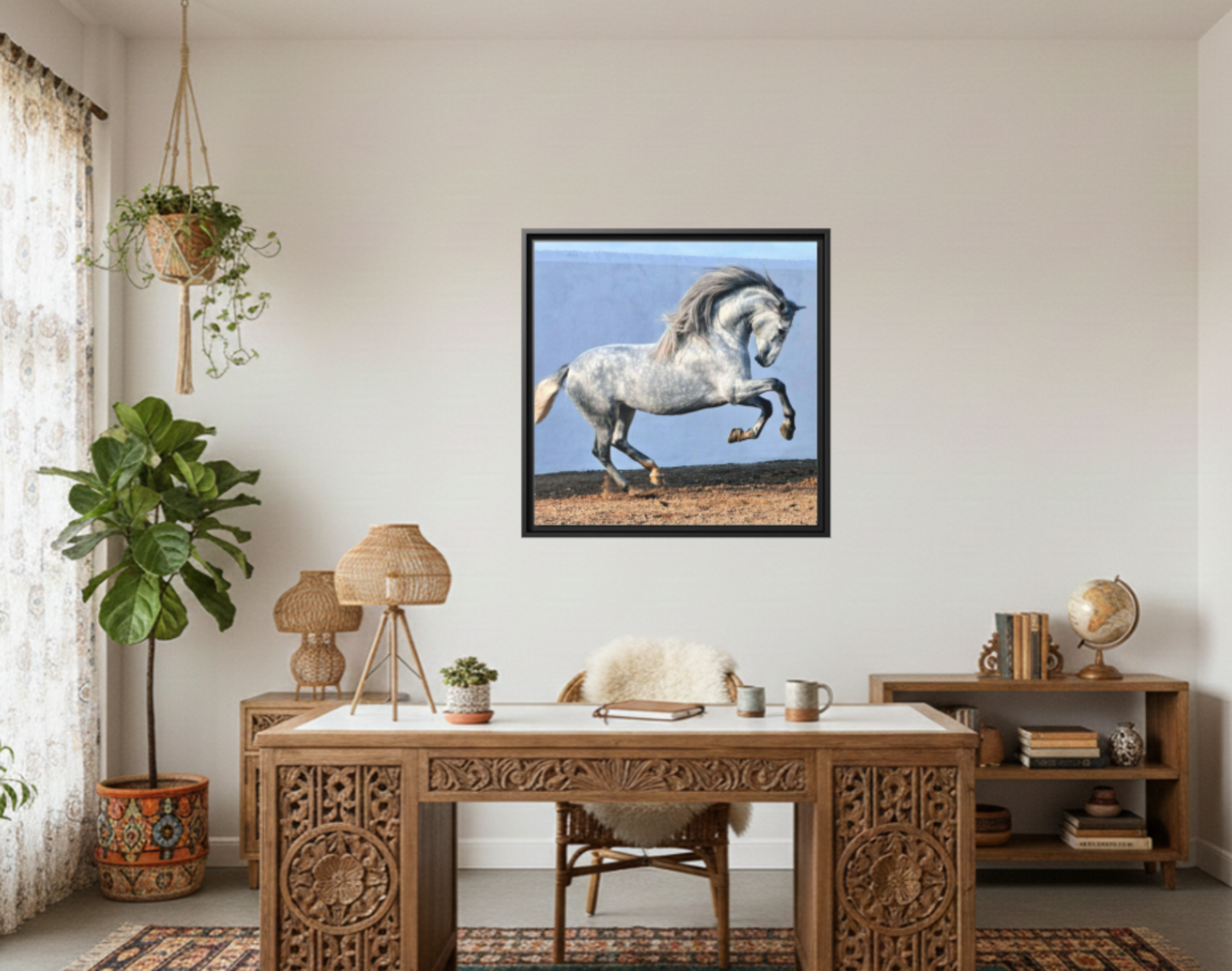 Canvas Print - Andalusian Stallion in Spirited Play