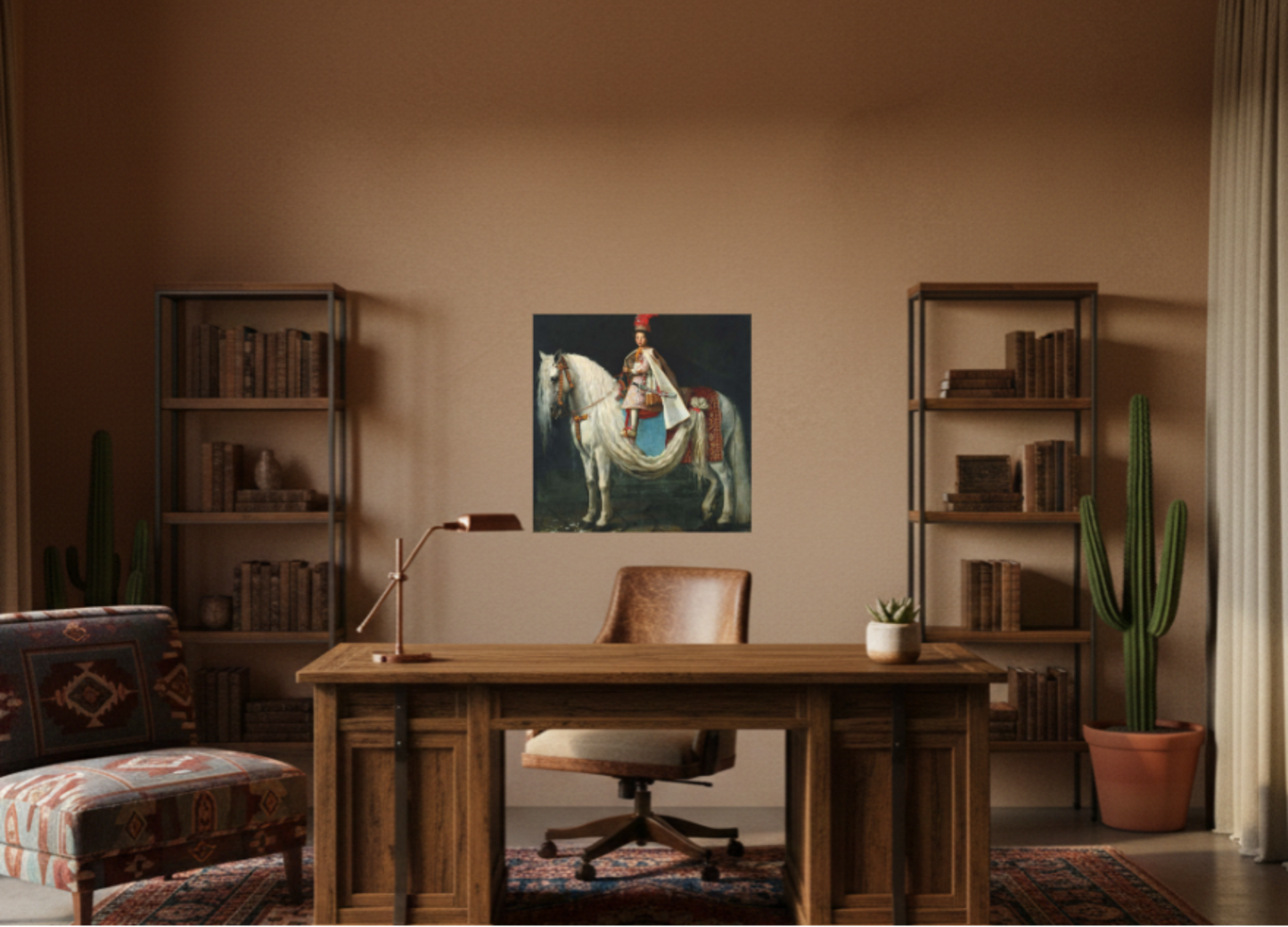 Canvas Wall Art - Young aristocrat Riding his Spanish Neapolitan Cross