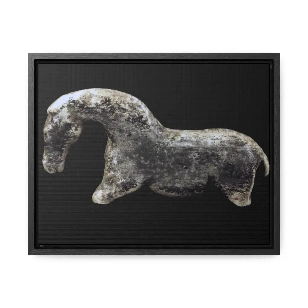 Canvas Wraps - The Vogelherd Horse Mammoth Tusk Sculpture - 14″ x 11″ / Black / 1.25’’ - Canvas