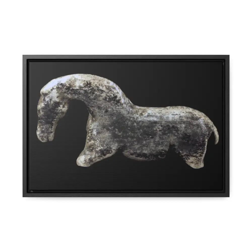 Canvas Wraps - The Vogelherd Horse Mammoth Tusk Sculpture - 18″ x 12″ / Black / 1.25’’ - Canvas